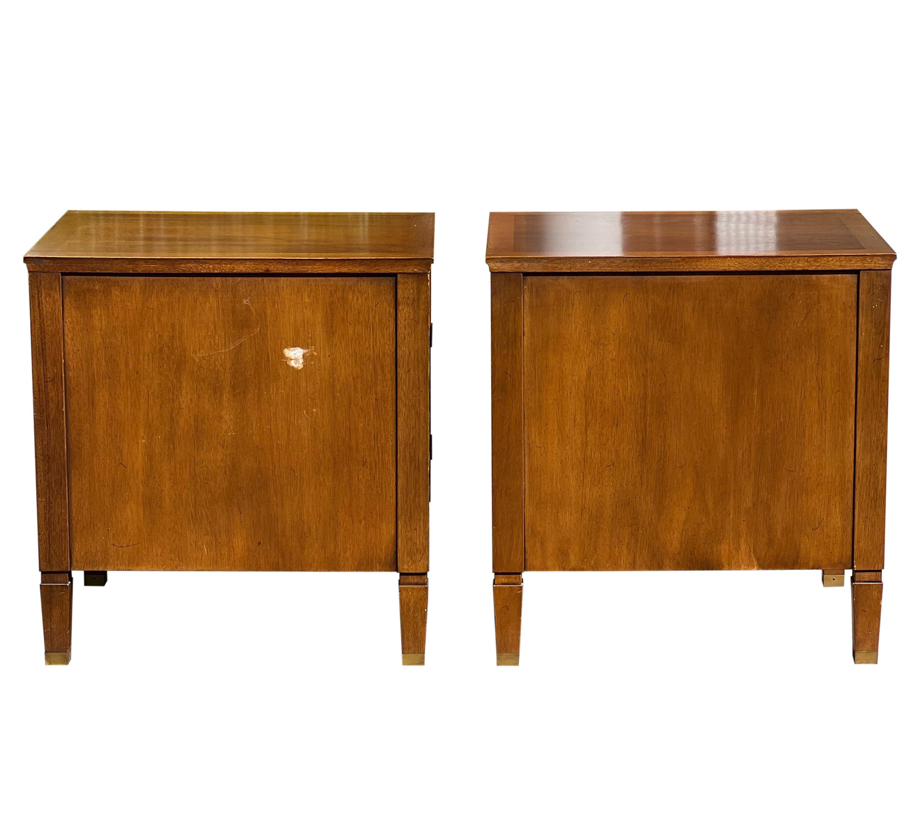 Brass Mid Century John Stuart Nightstands, a Pair