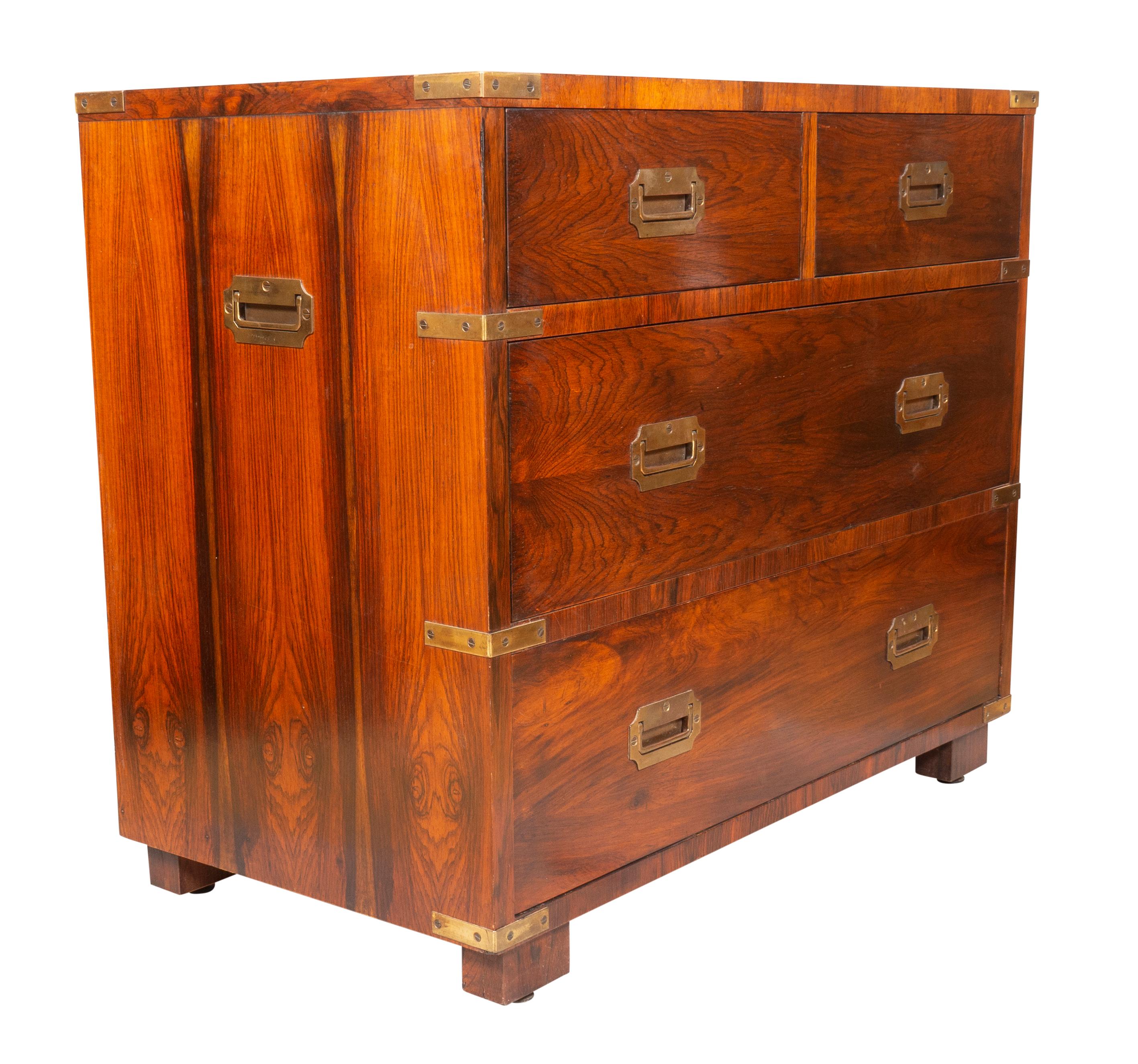 American Midcentury John Stuart Rosewood Campaign Style Chest of Drawers