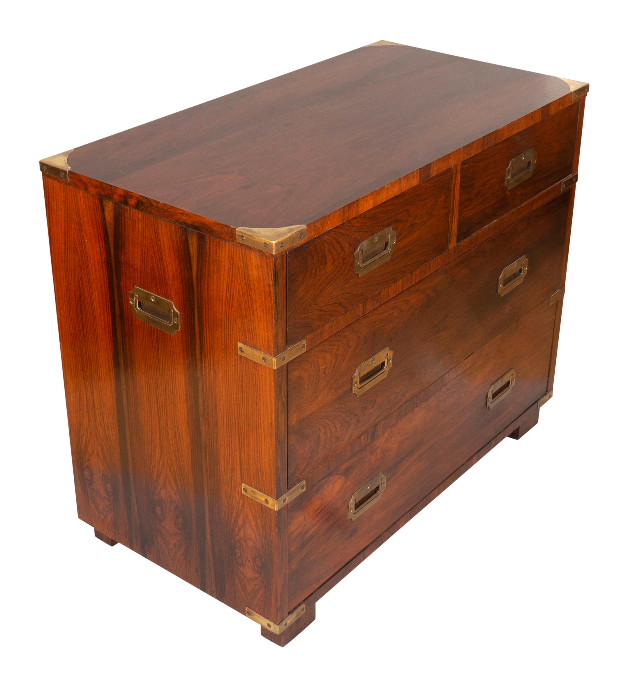 Midcentury John Stuart Rosewood Campaign Style Chest of Drawers In Good Condition In Essex, MA