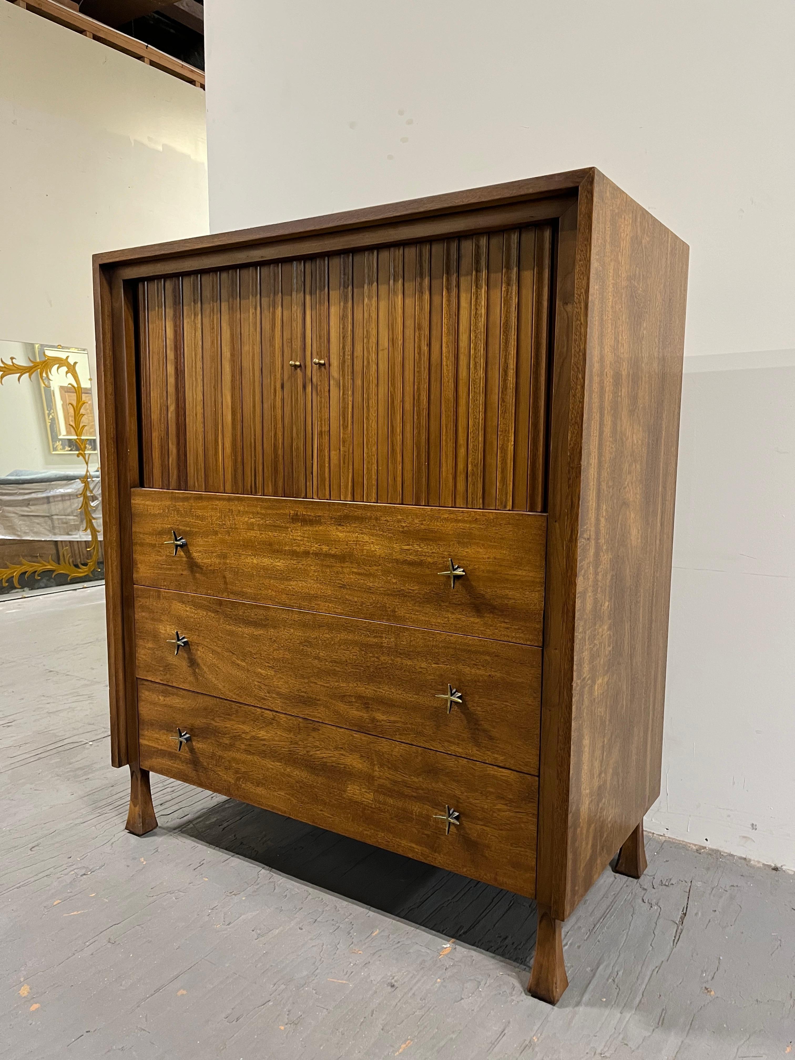 Mid-Century Modern Mid Century John Stuart Tambour Dresser for John Widdicomb