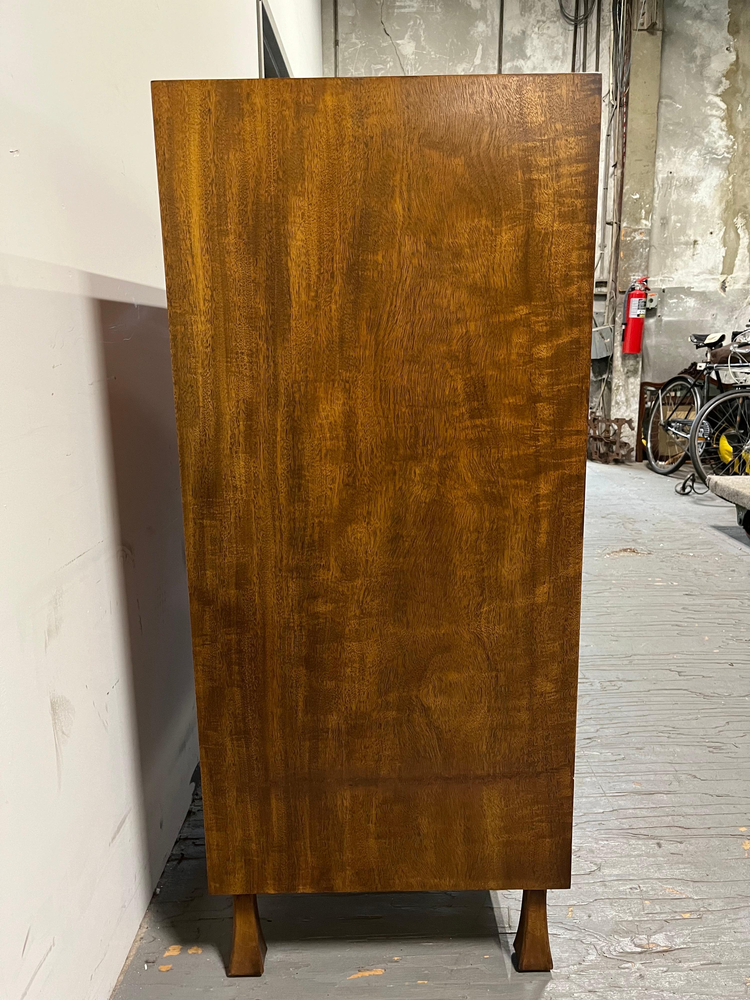 Brass Mid Century John Stuart Tambour Dresser for John Widdicomb