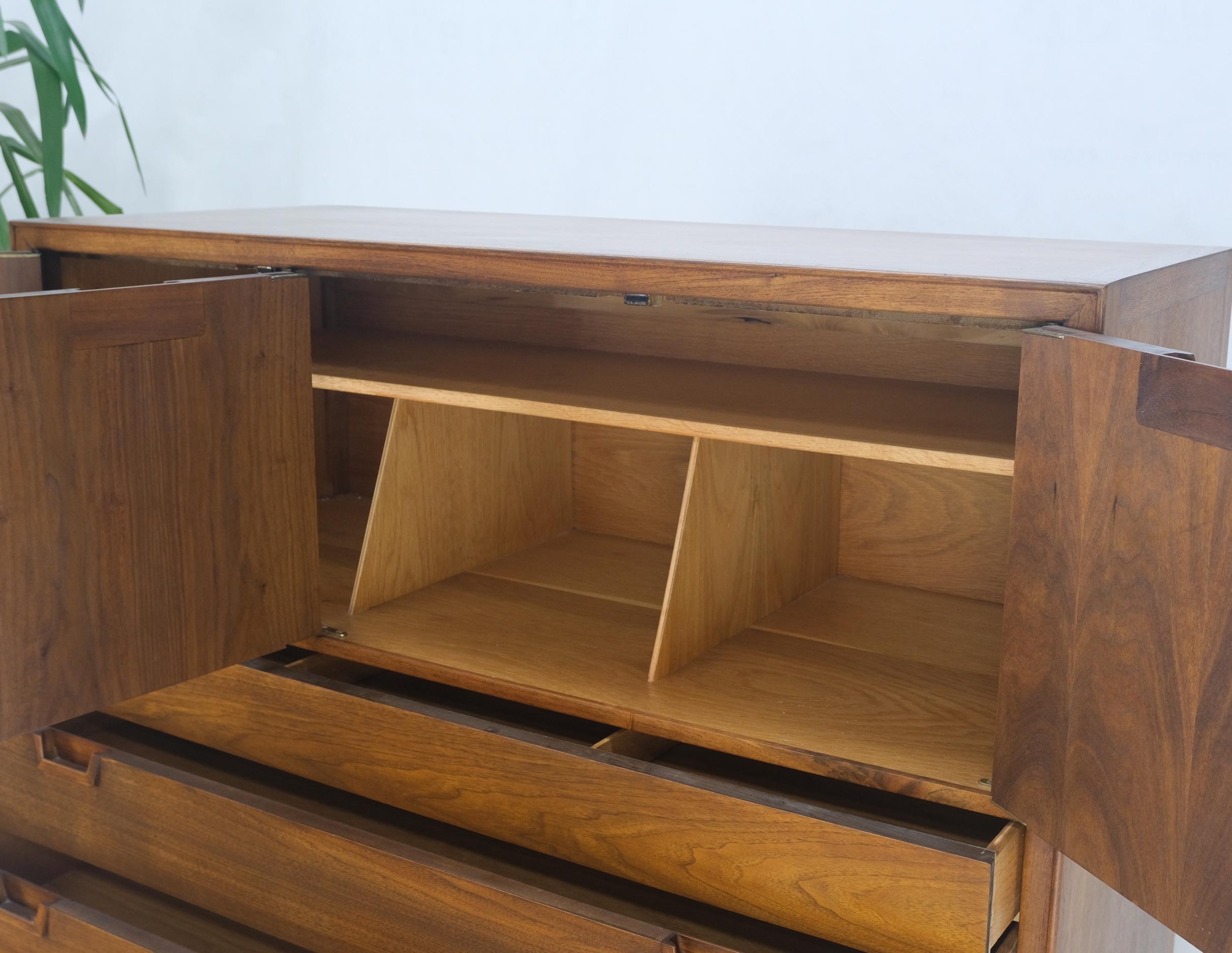 Mid-Century Modern Mid Century John Stuart Walnut 2 Doors 4 Drawers Gentleman's High Chest Dresser For Sale