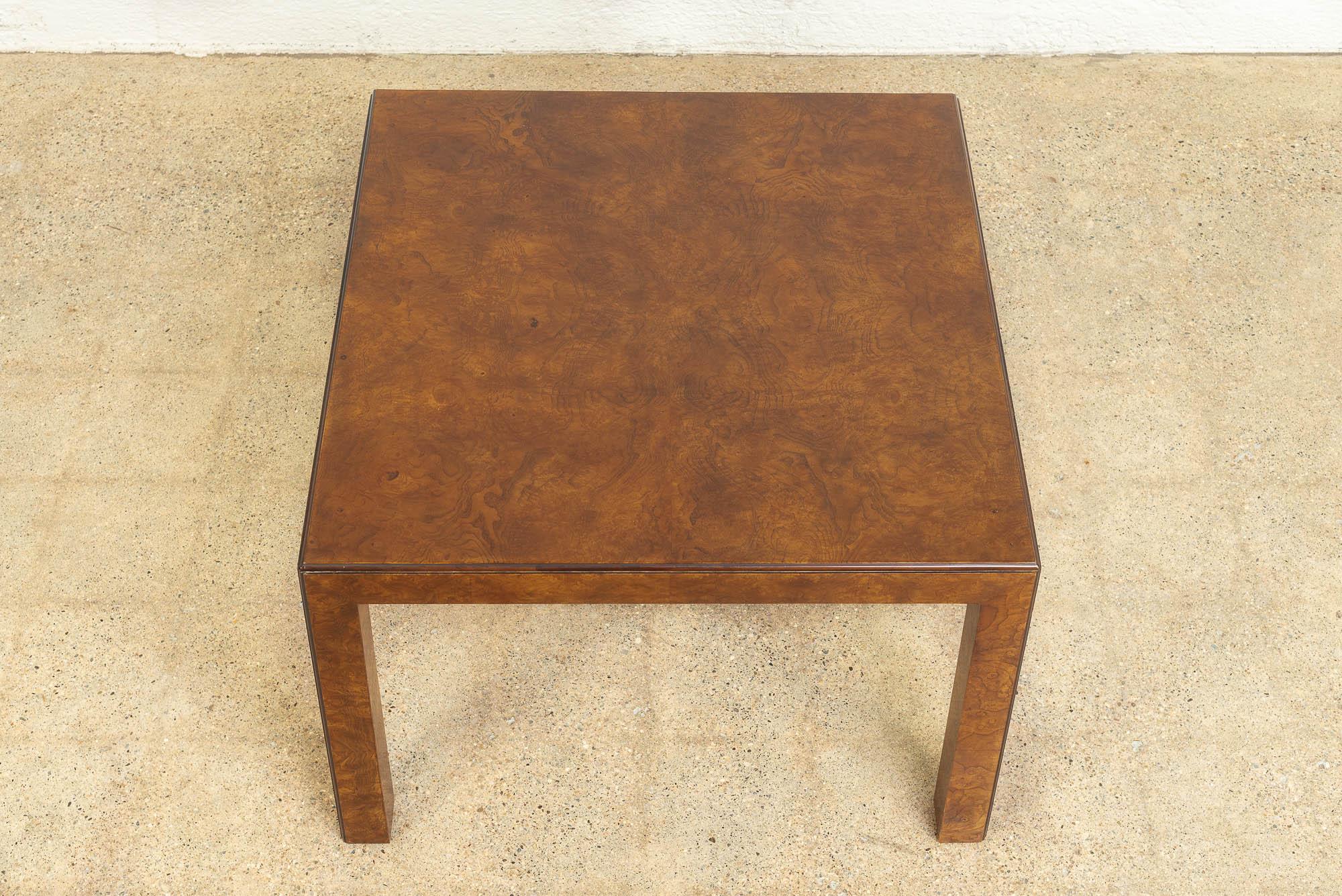 Mid-Century Modern Midcentury John Widdicomb Square Burl Wood Coffee Table Side Table, 1970s For Sale