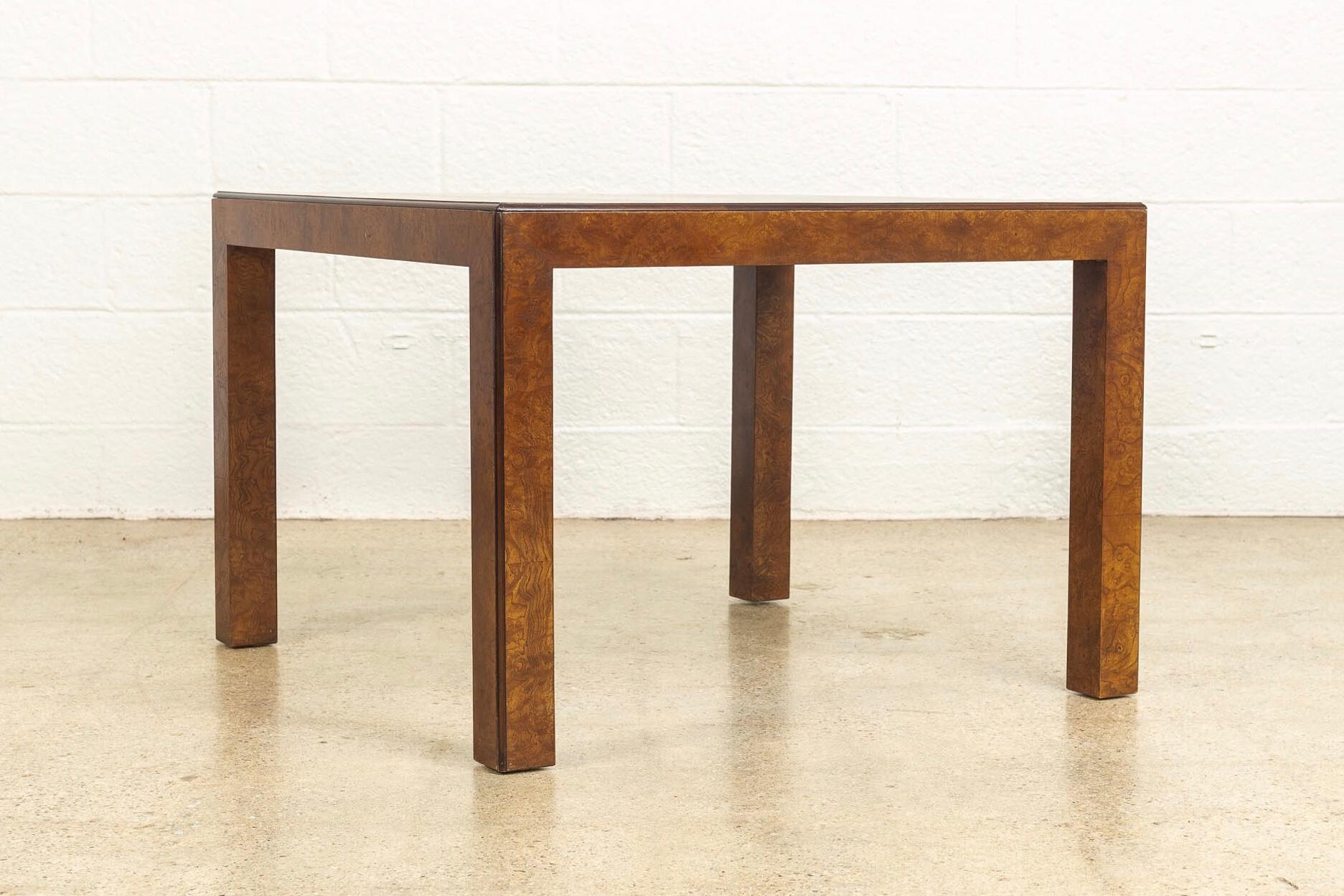 Midcentury John Widdicomb Square Burl Wood Coffee Table Side Table, 1970s For Sale 1