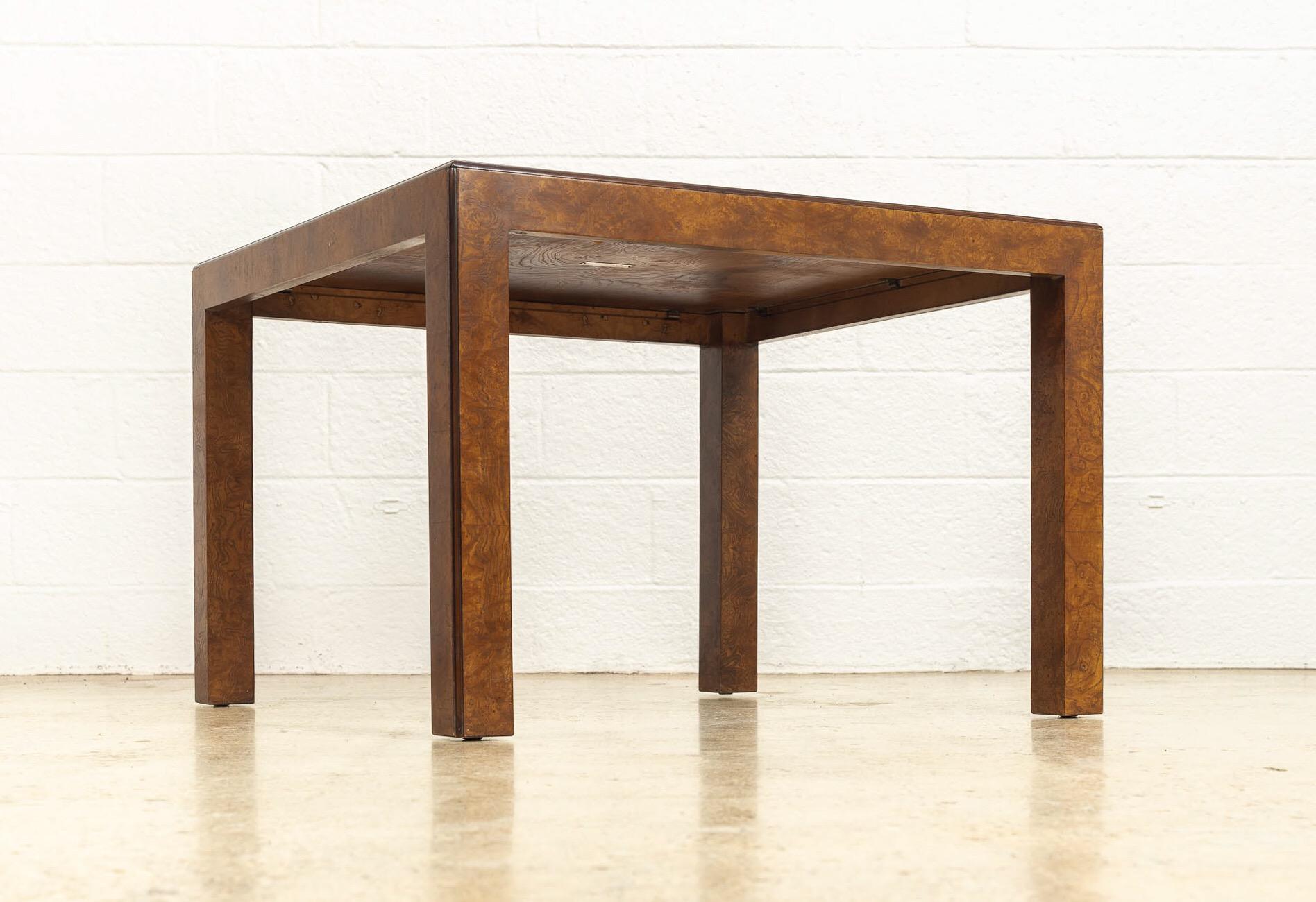 Midcentury John Widdicomb Square Burl Wood Coffee Table Side Table, 1970s For Sale 2