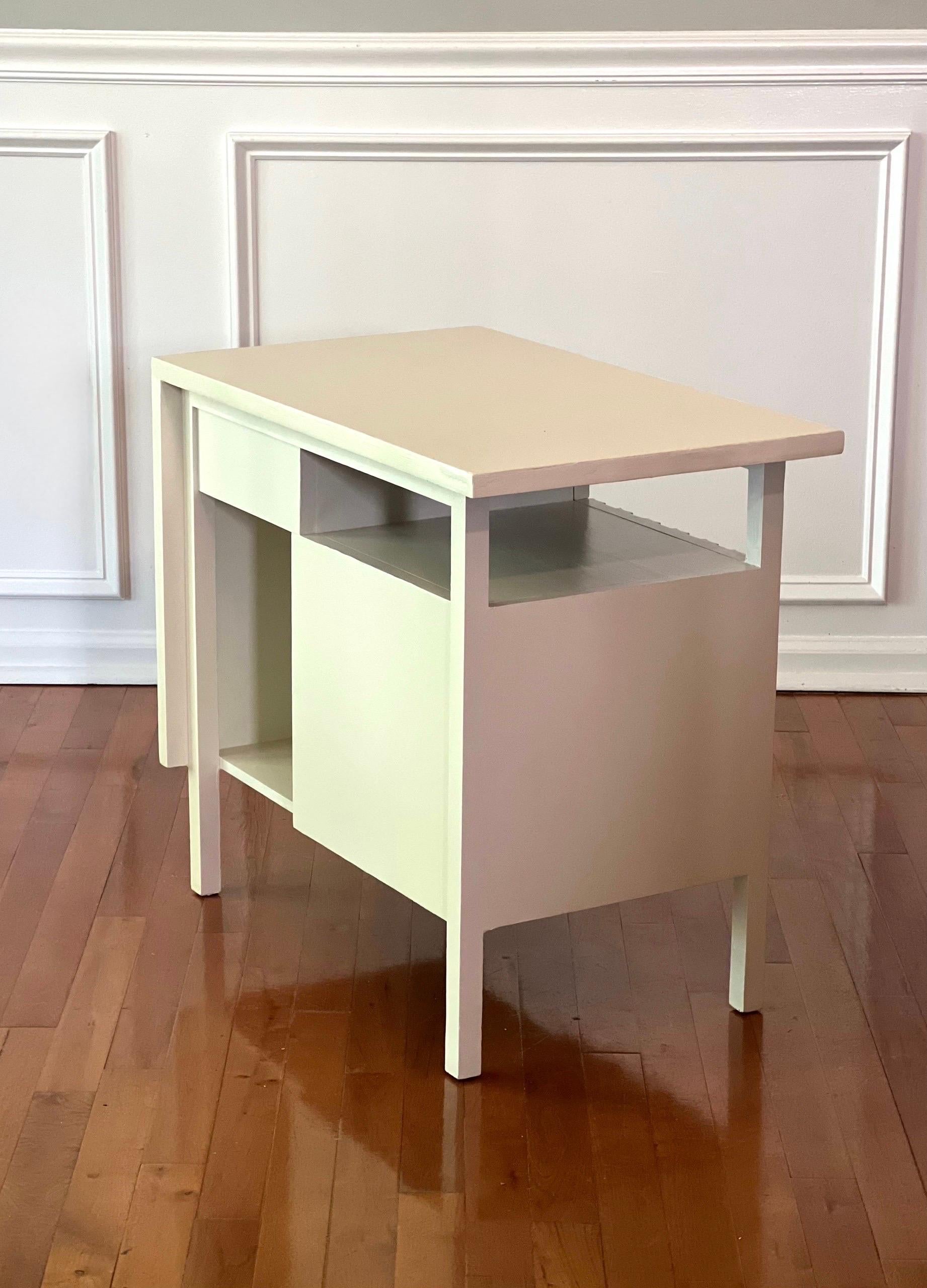 Mid-20th Century Mid Century John Widdicomb White Painted Nightstand or Side Table For Sale
