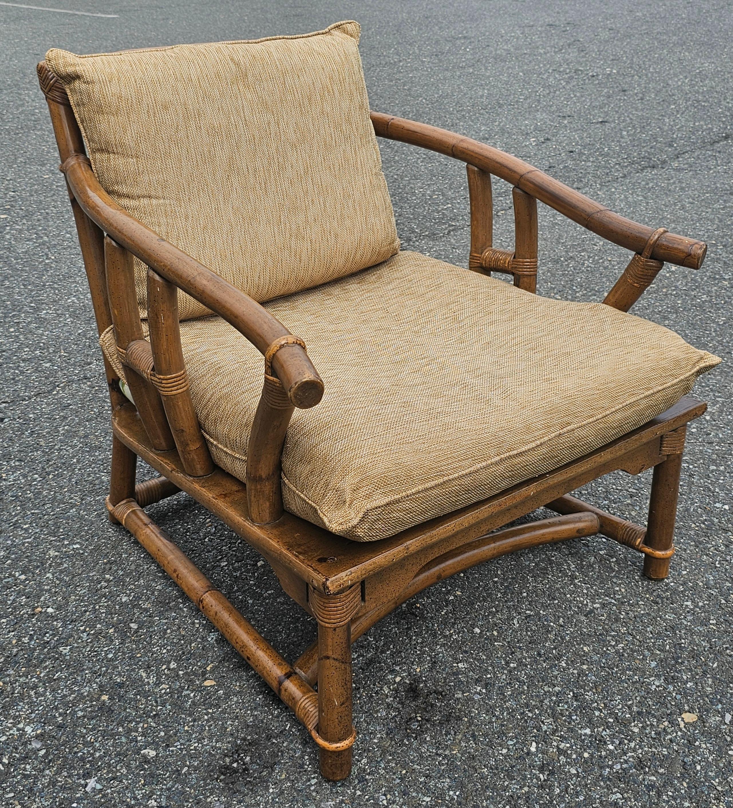 Americano Sedia da salotto in rattan di metà secolo di John Wisner per Ficks Reed in vendita