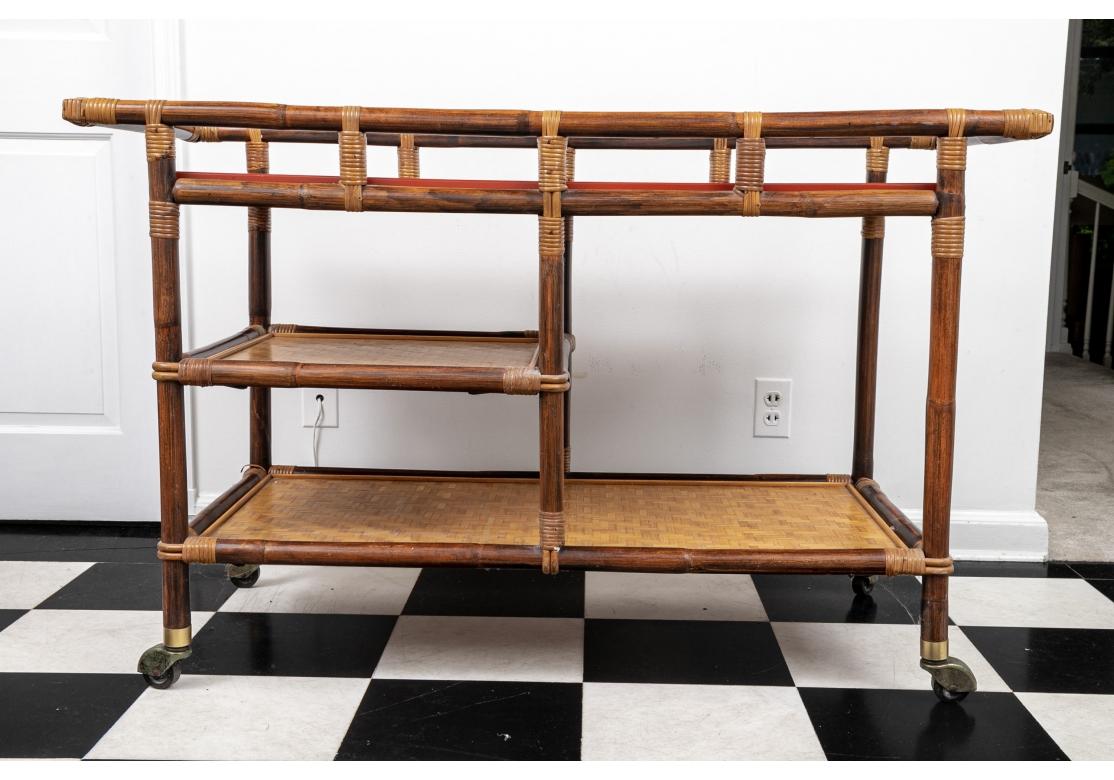 Mid Century John Wisner Tile Top Bar Cart For Ficks Reed For Sale 5