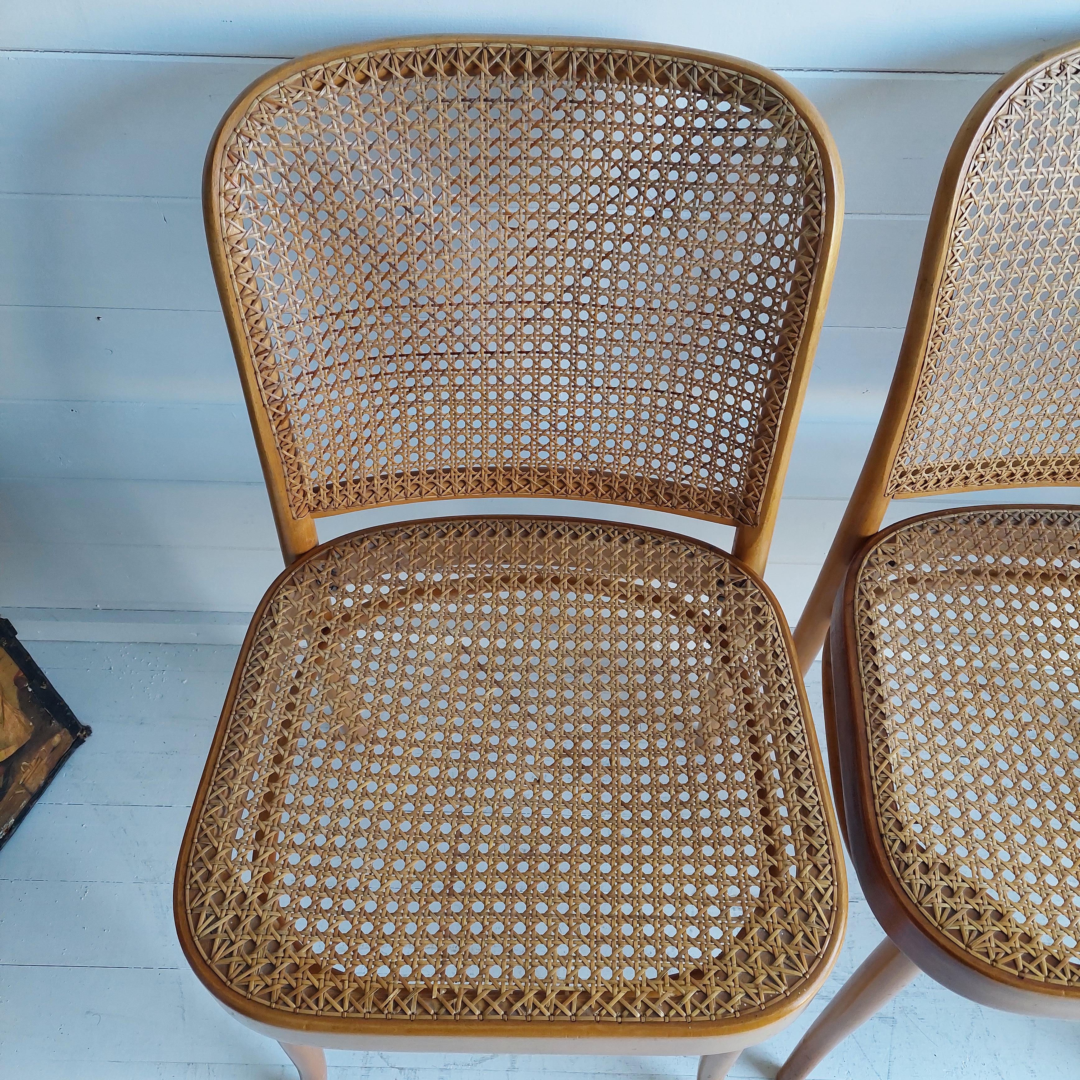 Mid Century Josef Hoffmann Thonet ‘Prague' Model 811 Chairs, Drevounia, Set Of 4 5
