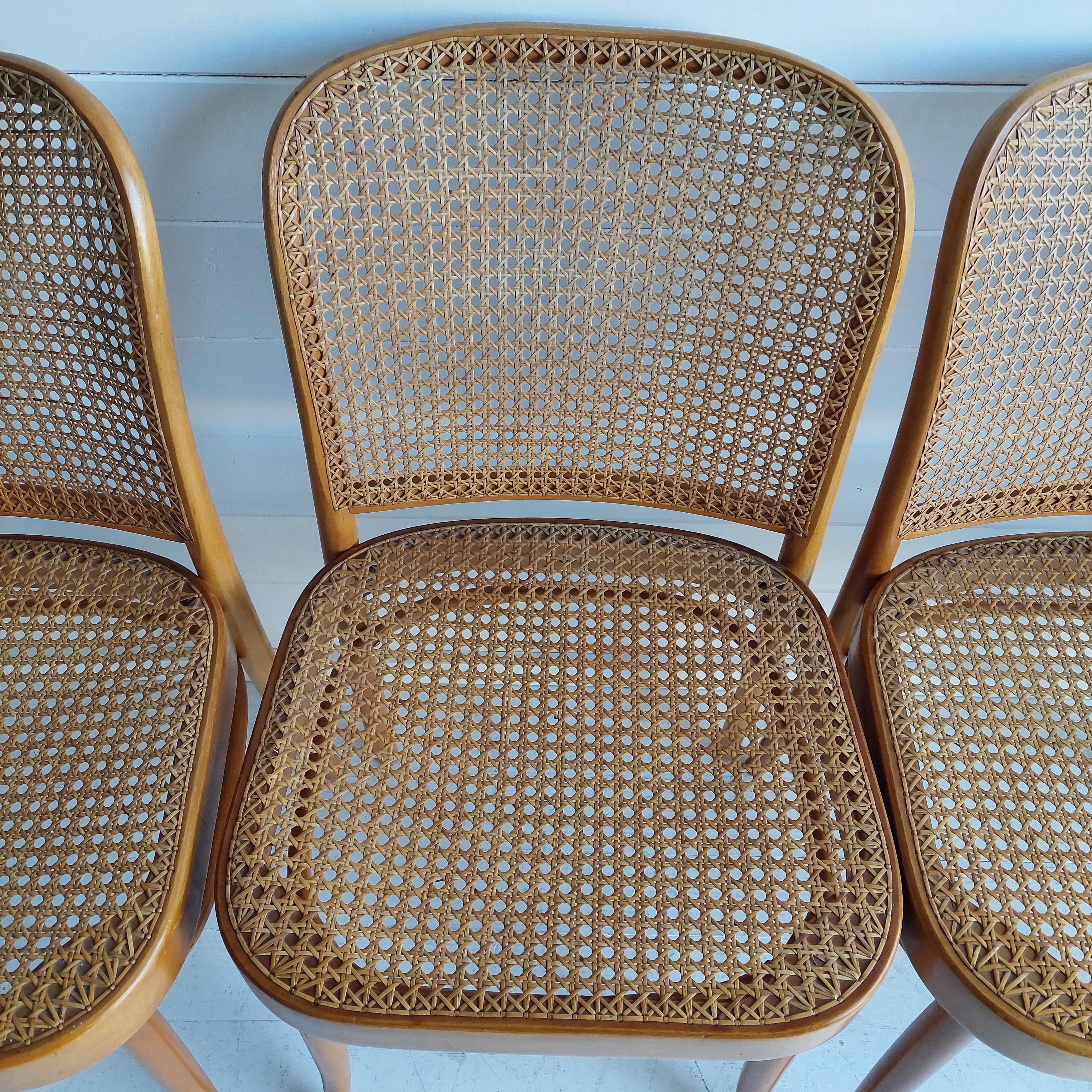 Mid Century Josef Hoffmann Thonet ‘Prague' Model 811 Chairs, Drevounia, Set Of 4 6