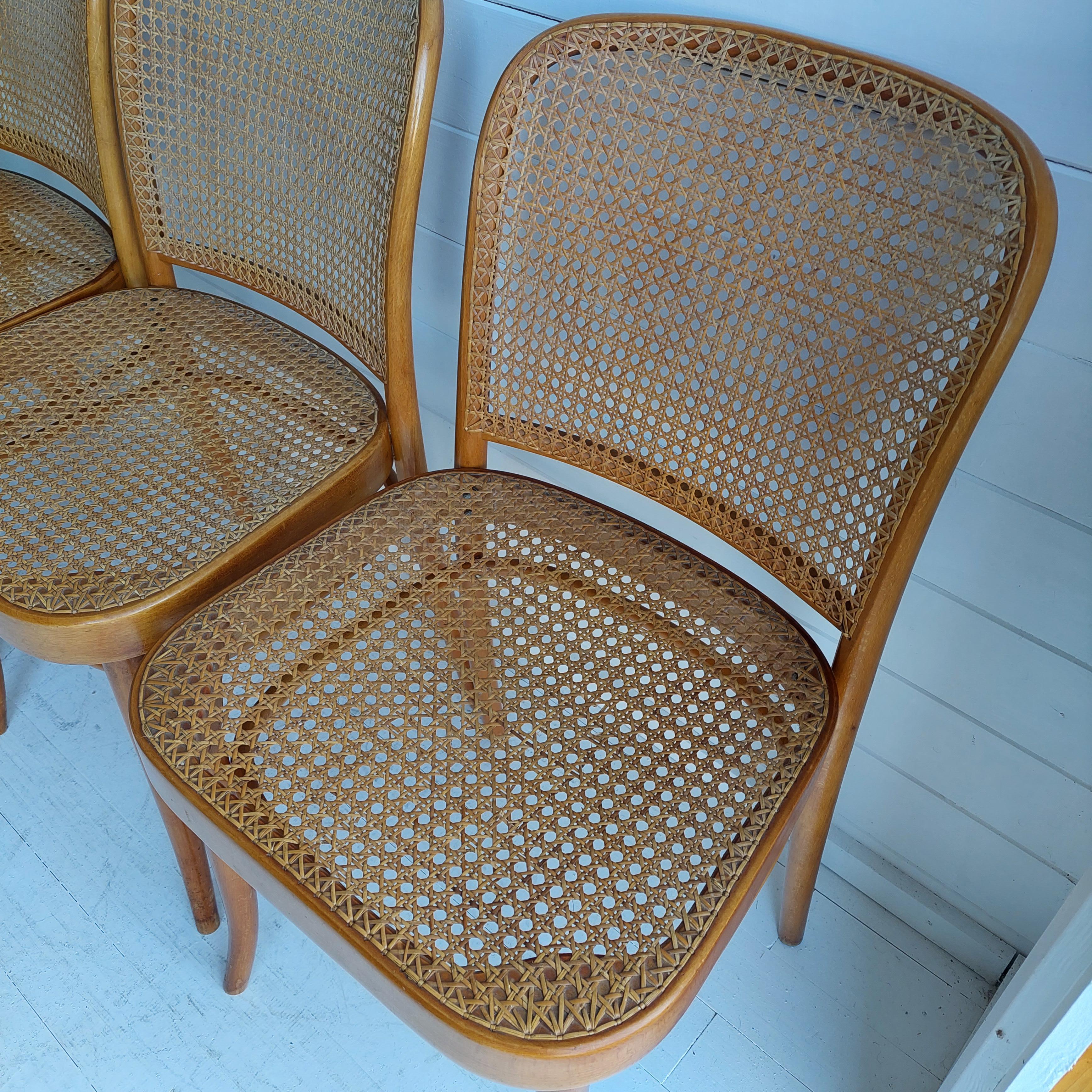 Mid Century Josef Hoffmann Thonet ‘Prague' Model 811 Chairs, Drevounia, Set Of 4 8