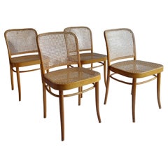 Vintage Mid Century Josef Hoffmann Thonet ‘Prague' Model 811 Chairs, Drevounia, Set Of 4