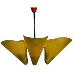 Mid-Century Josef Hurka Czech Metal Ceiling Lamp with Fiberglass Lampshades