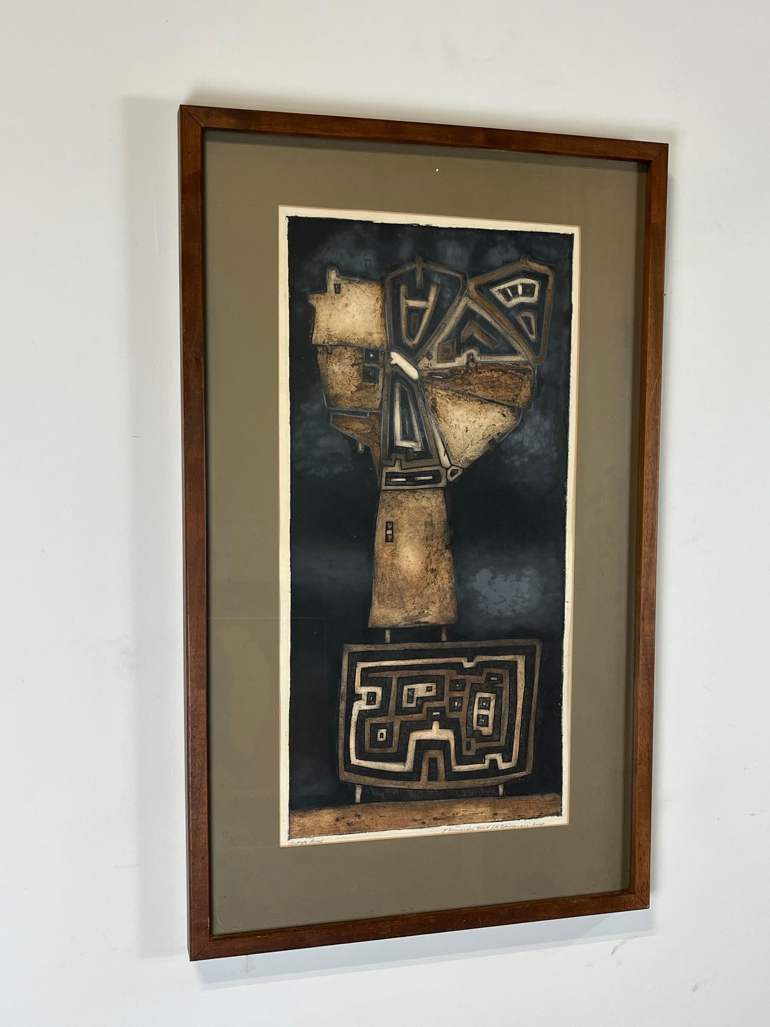 Mediados del siglo Joseph Demarais Prueba de artista Aguafuerte Moderno de mediados de siglo en venta