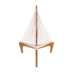 Mid-century Modern Jørgen Høvelskov Rope Wood and String Sculpture Harp Chairs