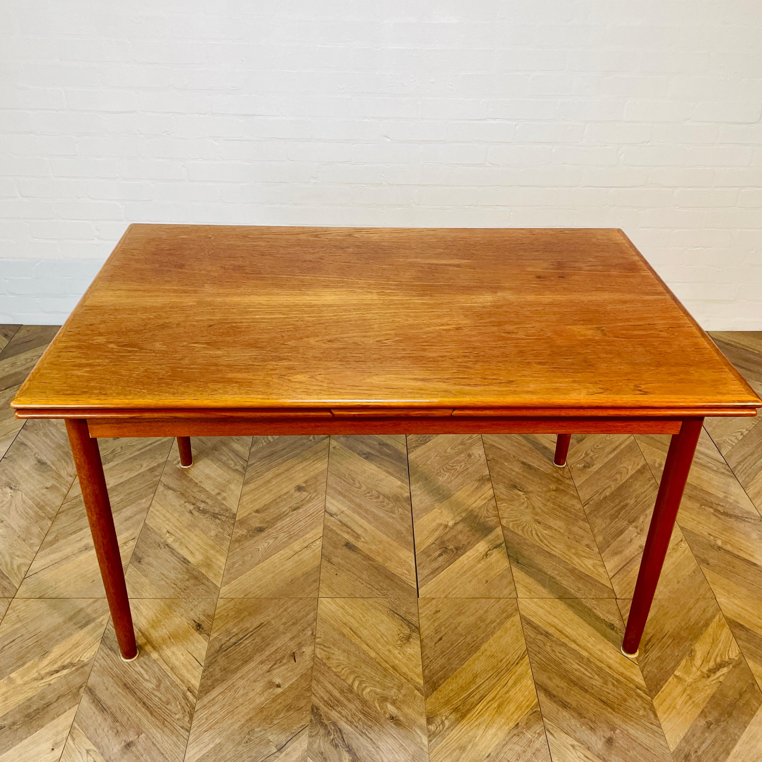 Mid Century K A Jorgensen for A/S Mobelfabrik Extending Draw-Leaf Dining Table For Sale 4