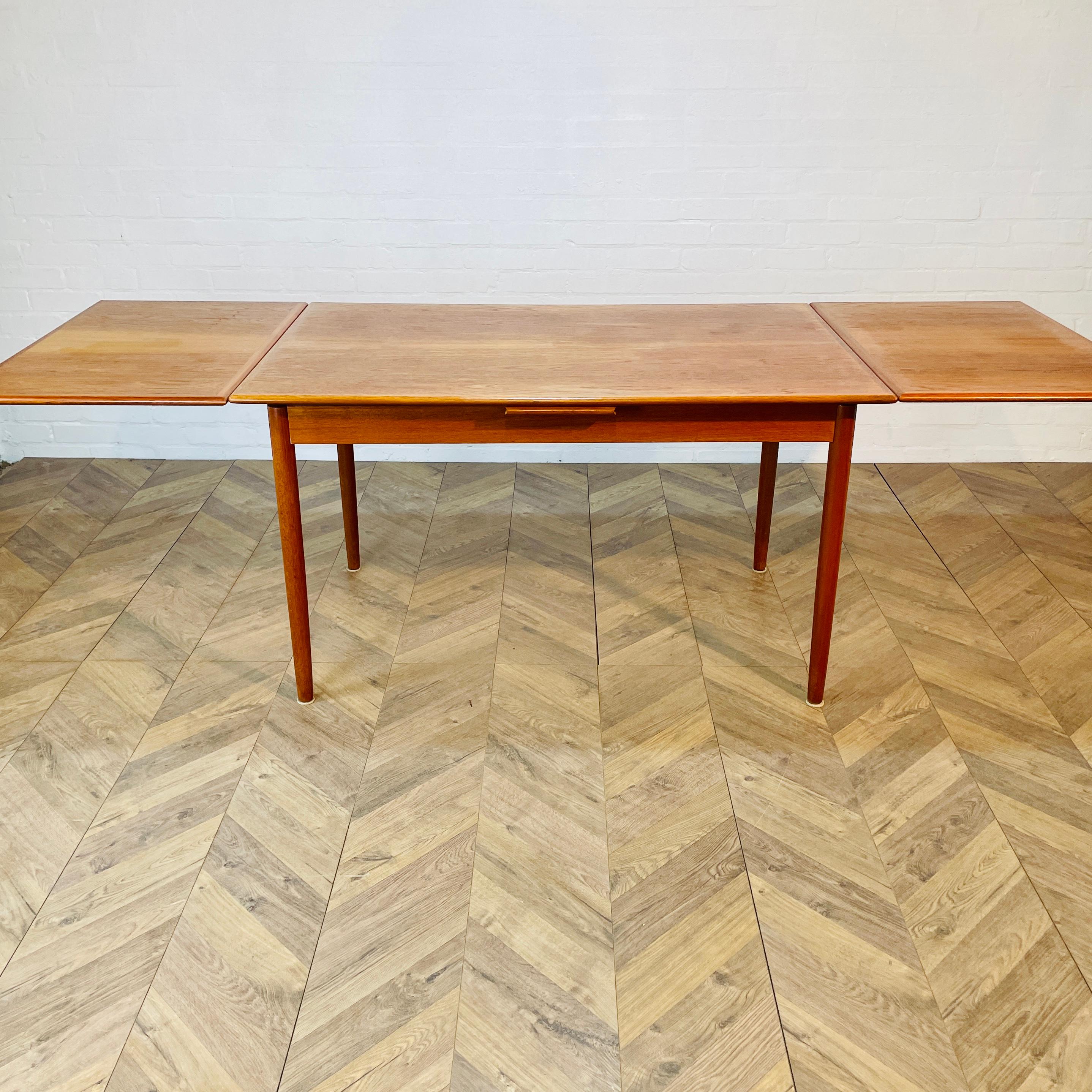 Mid Century K A Jorgensen for A/S Mobelfabrik Extending Draw-Leaf Dining Table For Sale 5