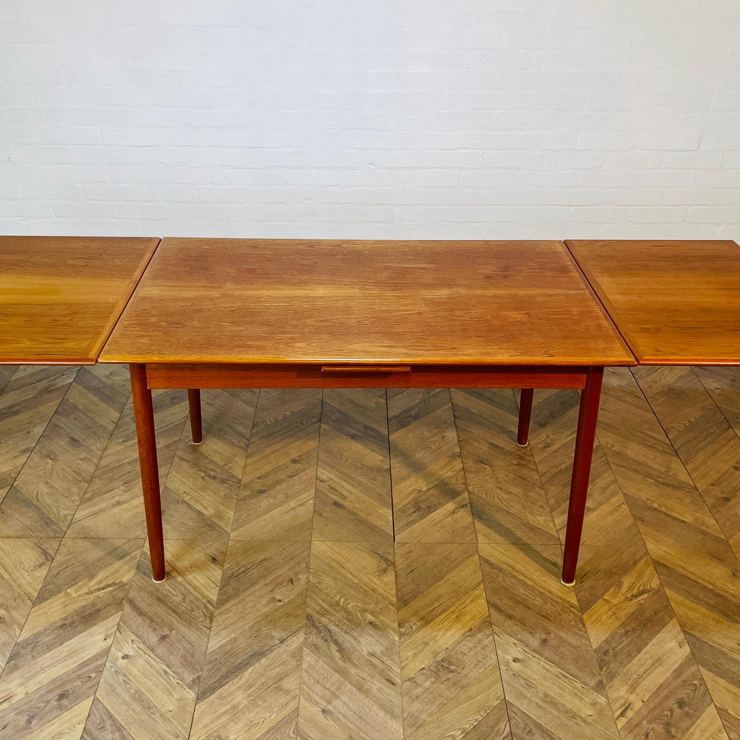 Mid Century K A Jorgensen for A/S Mobelfabrik Extending Draw-Leaf Dining Table For Sale 10
