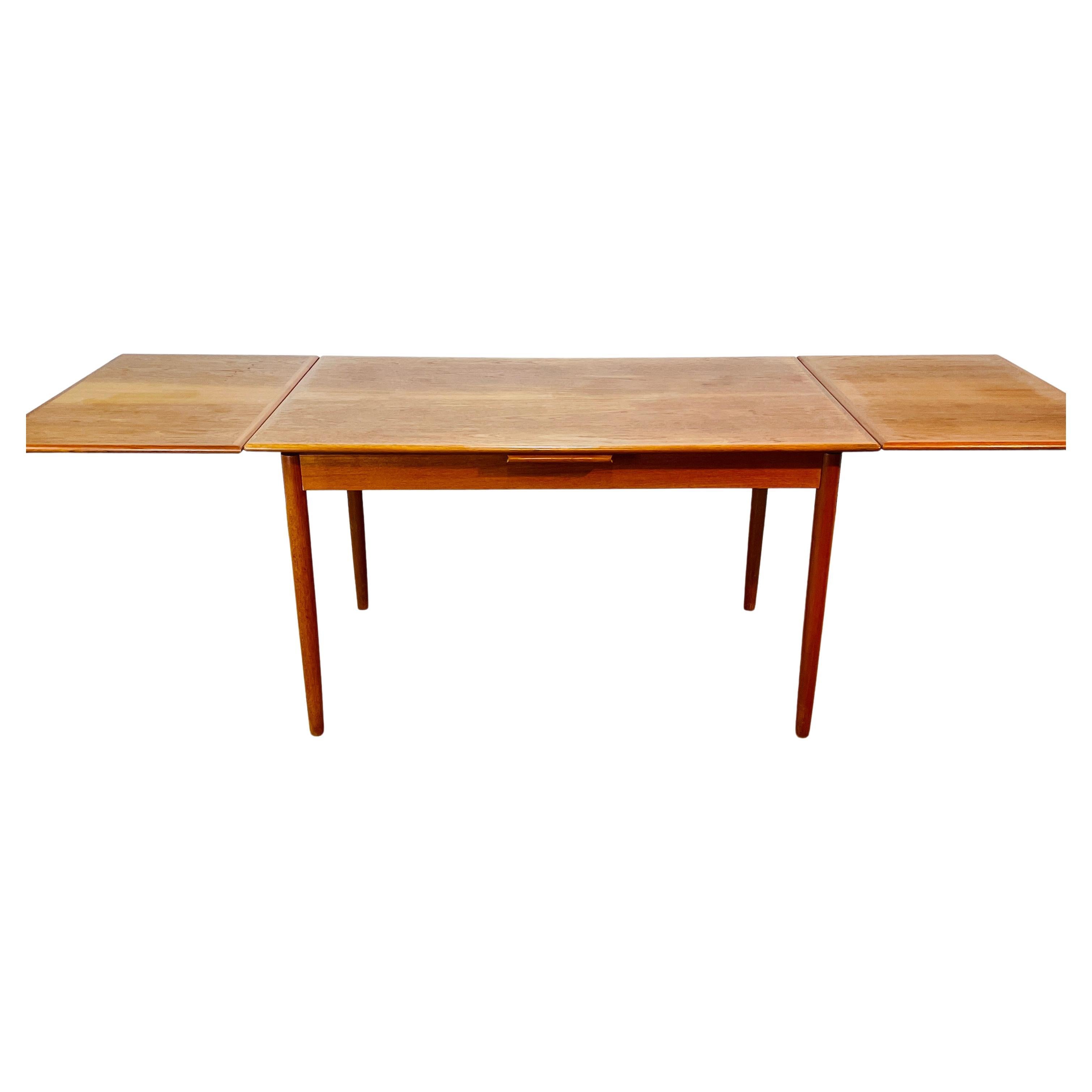Mid Century K A Jorgensen for A/S Mobelfabrik Extending Draw-Leaf Dining Table For Sale