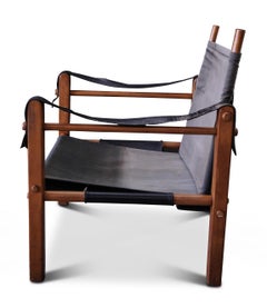 Mid Century Kaare Klint Design Beech Frame Safari Chair With Black Leather Sling