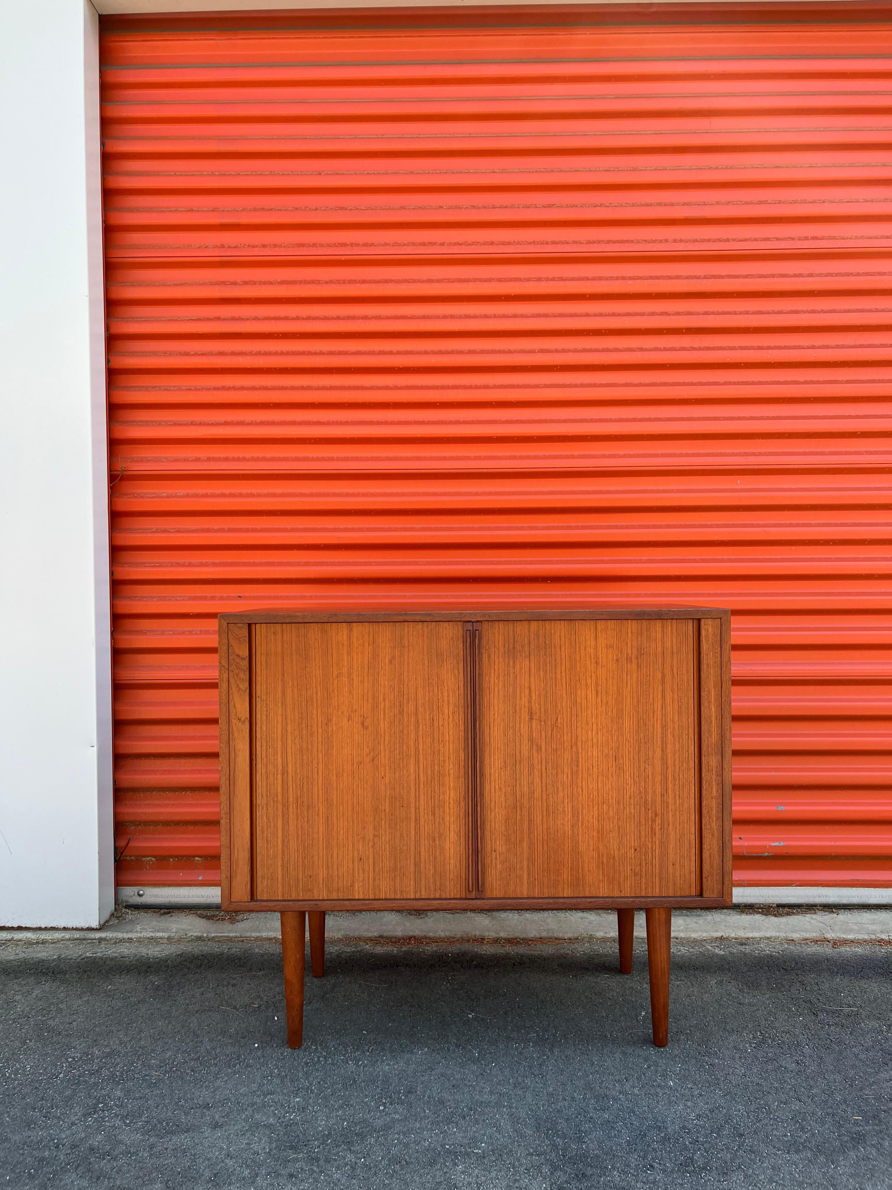 Mid-Century Kai Kristiansen Danish Teak Tambour Door Record / Media Cabinet 4