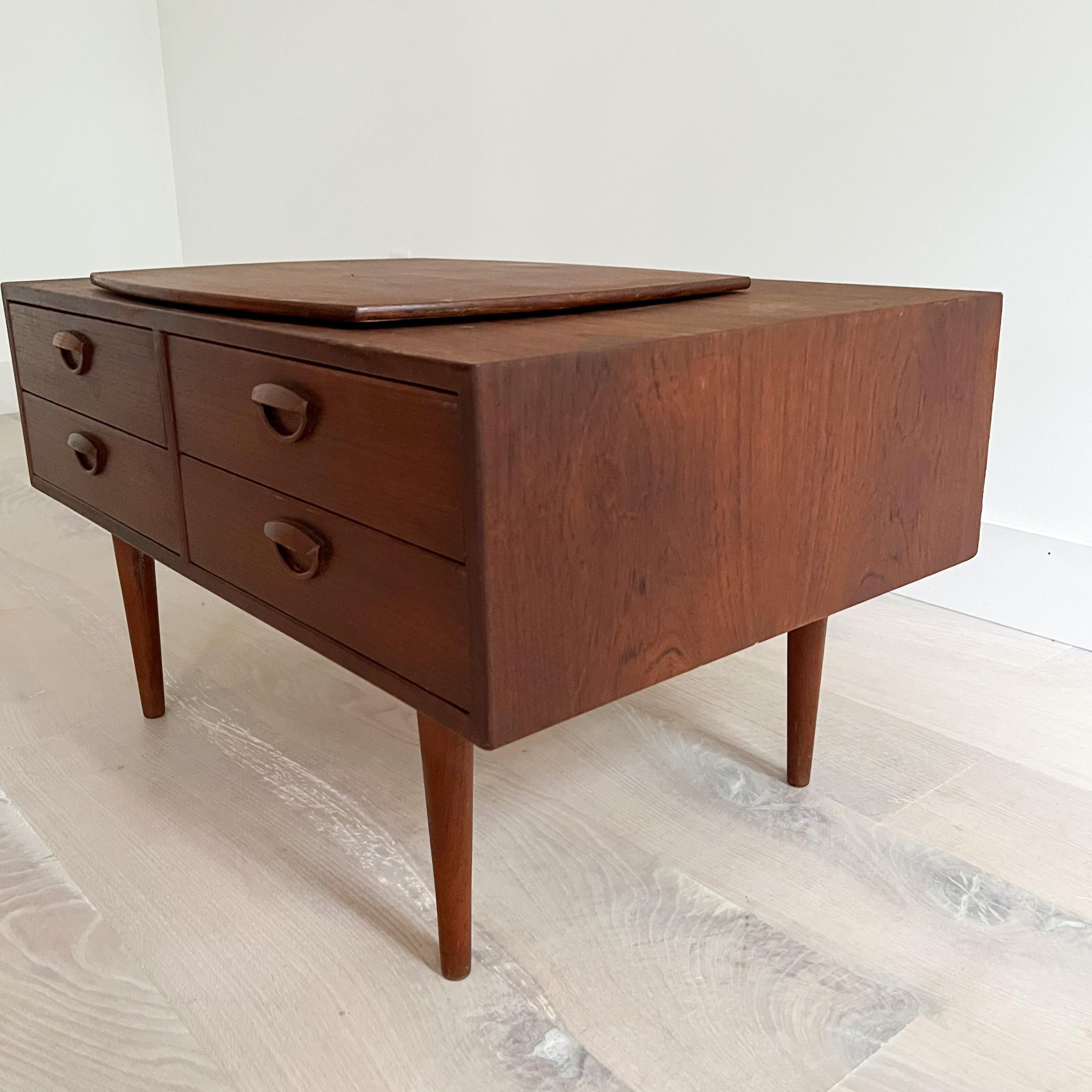 Mid Century Kai Kristiansen Small Console or Dresser with Swivel Top/TV Stand 1