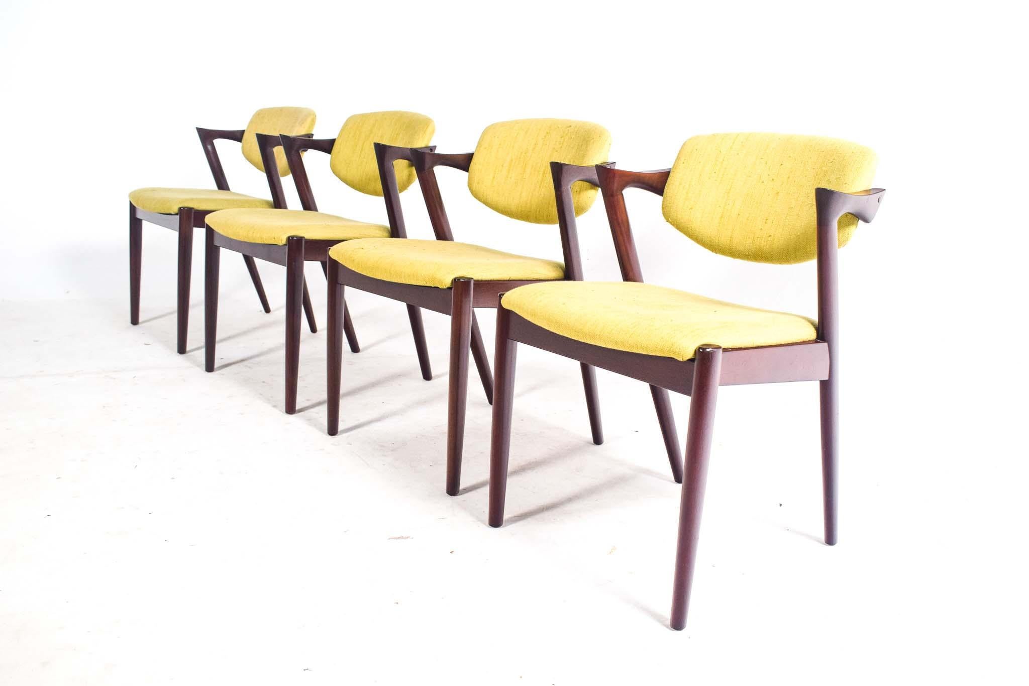 Danish Mid Century Kai Kristiansen Teak Model 42 Dining Chairs