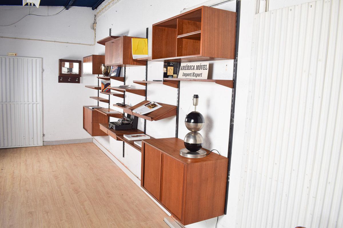 Mid-Century Modern Midcentury Kai Kristiansen Teak Wall Unit System for Feldballes Mobelfabrik