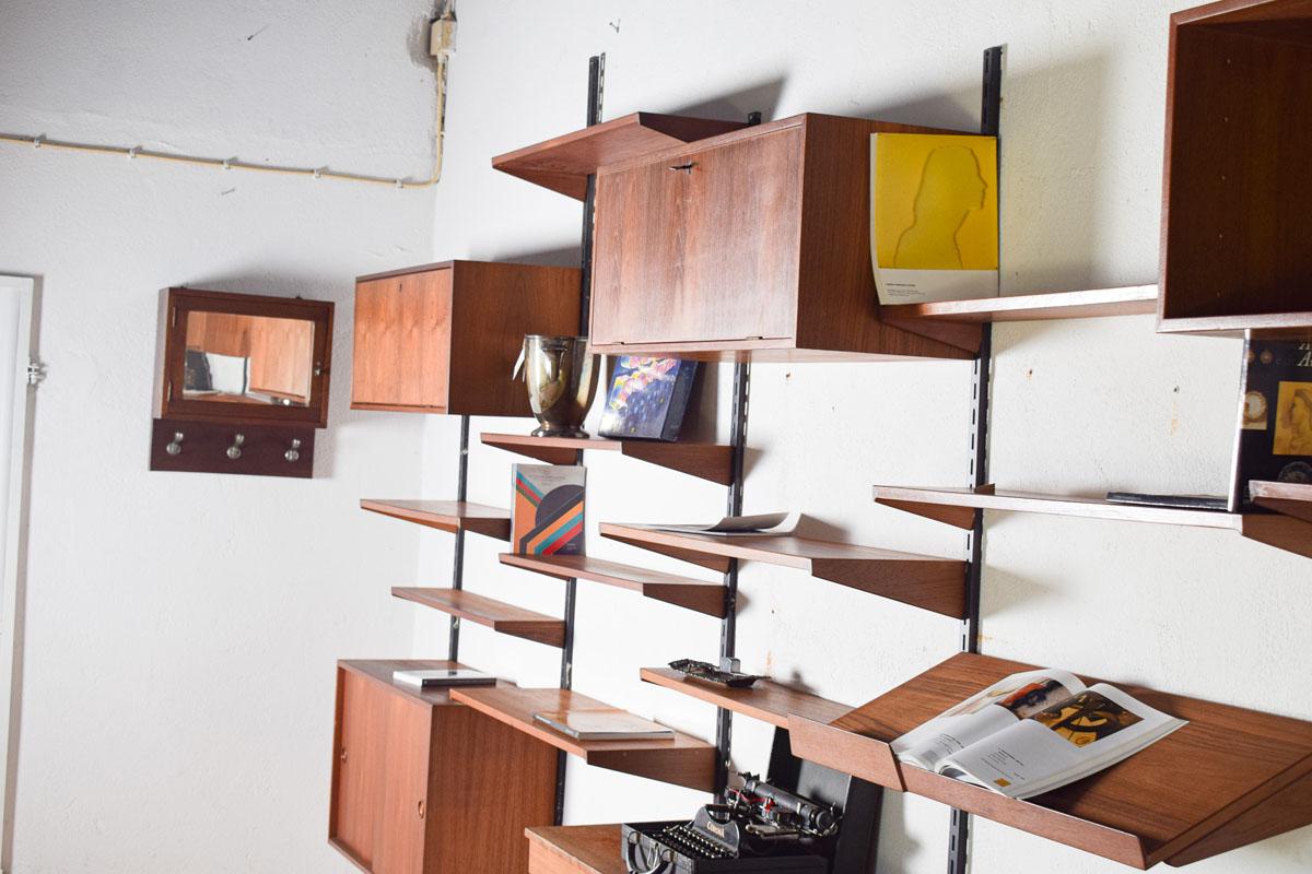 Danish Midcentury Kai Kristiansen Teak Wall Unit System for Feldballes Mobelfabrik