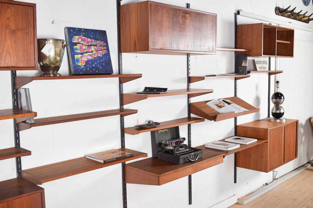 Mid-20th Century Midcentury Kai Kristiansen Teak Wall Unit System for Feldballes Mobelfabrik