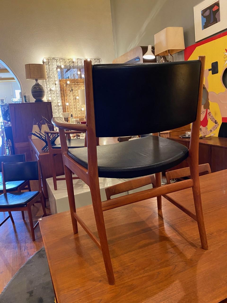 Leather Midcentury Kai Lyngfeldt Larsen Dining Chairs in Teak 'Set of 4'