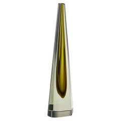 Mid Century Kaj Franck Clear Glass Artobject Obelisk Yellow Handblown Sculpture