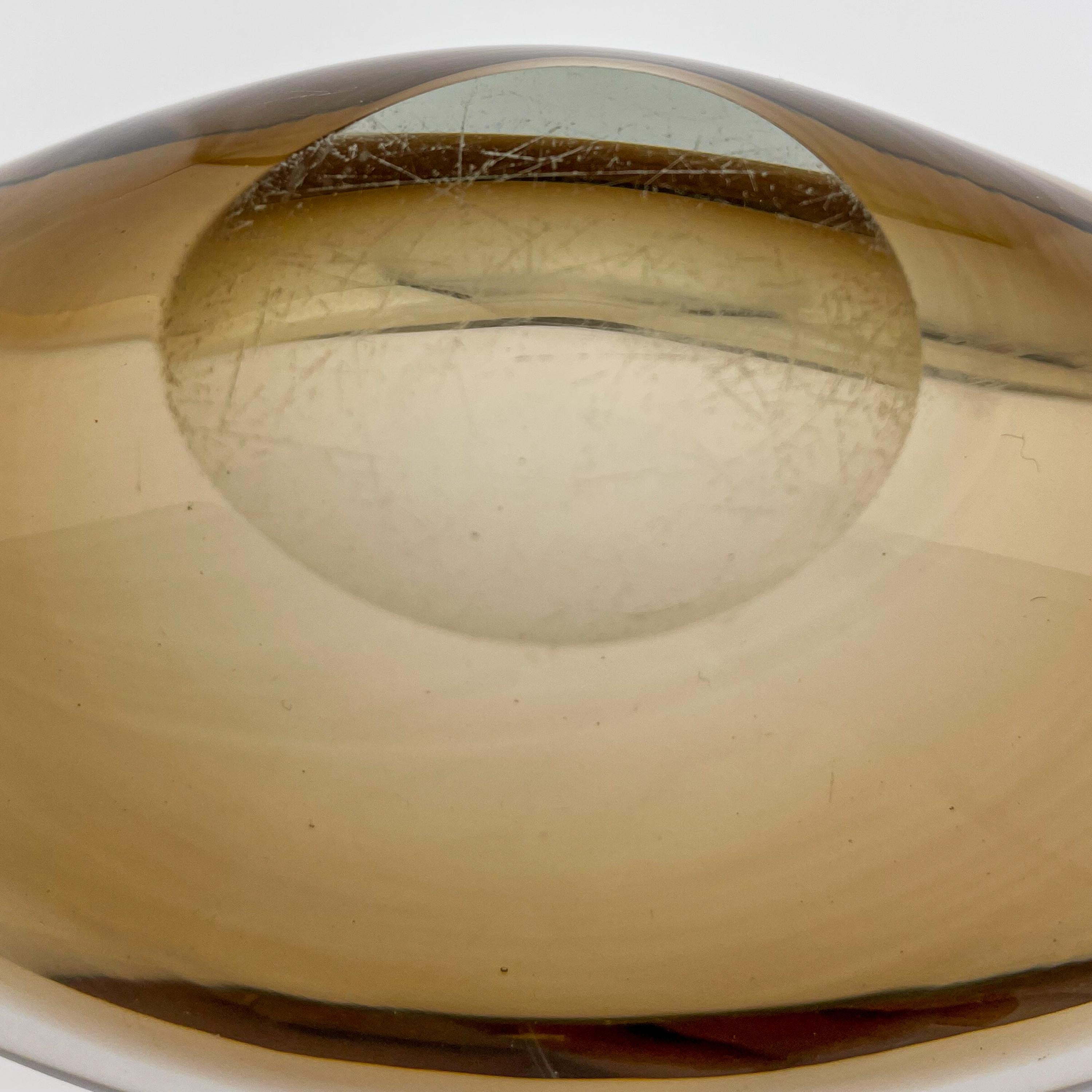 Mid Century Kaj Franck Glass Art Dish Willowleaf Brown Clear Handblown Finland For Sale 9