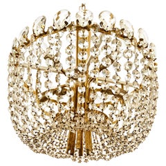 Midcentury Kalmar Brass Cut Crystal Chandelier Rondino Made in Austria, 1950s
