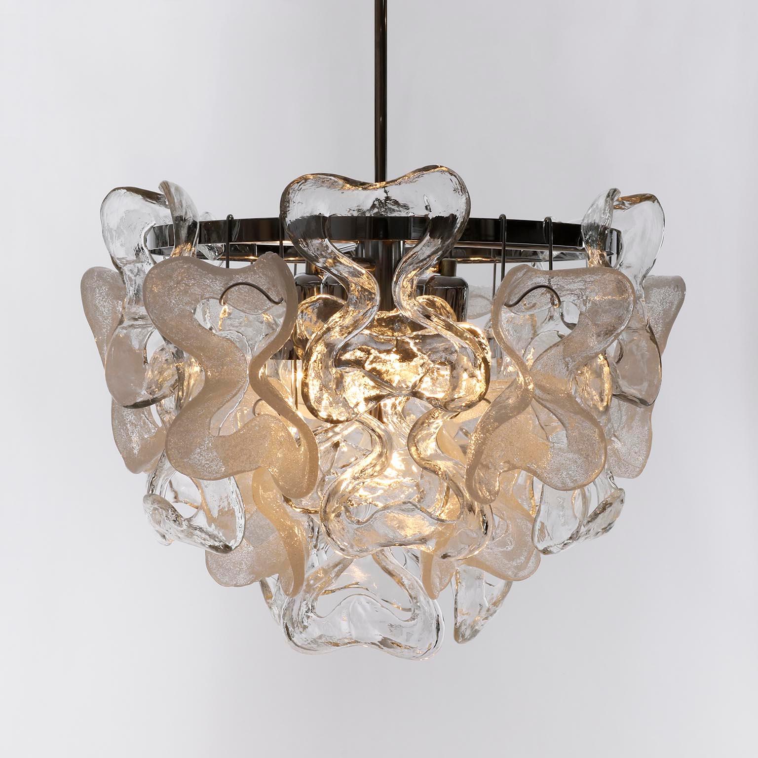 Mid-Century Kalmar Chandelier Pendant Light 'Catena', Chrome Murano Glass, 1970s For Sale 2
