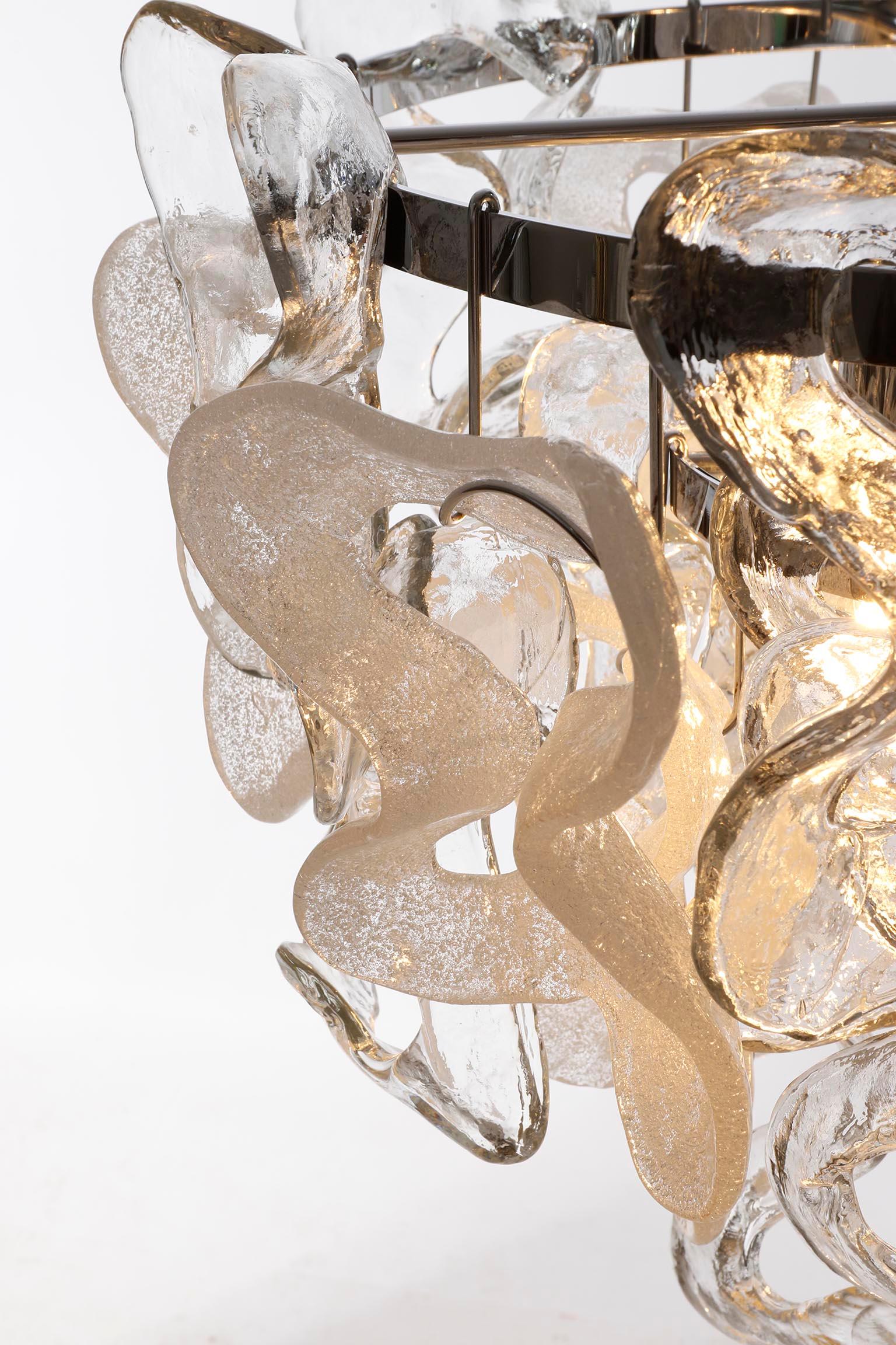 Mid-Century Kalmar Chandelier Pendant Light 'Catena', Chrome Murano Glass, 1970s For Sale 4