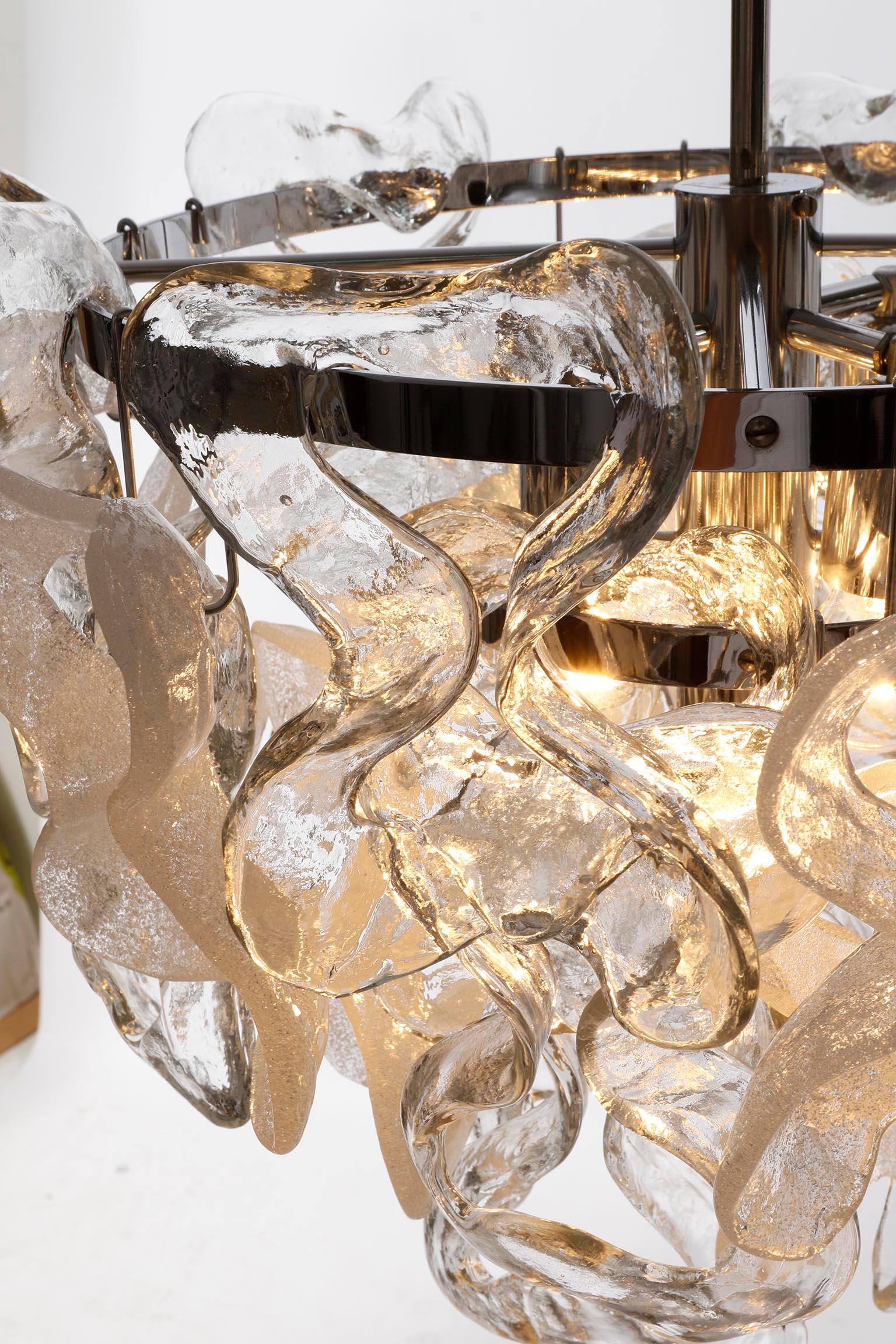 Mid-Century Kalmar Chandelier Pendant Light 'Catena', Chrome Murano Glass, 1970s For Sale 5