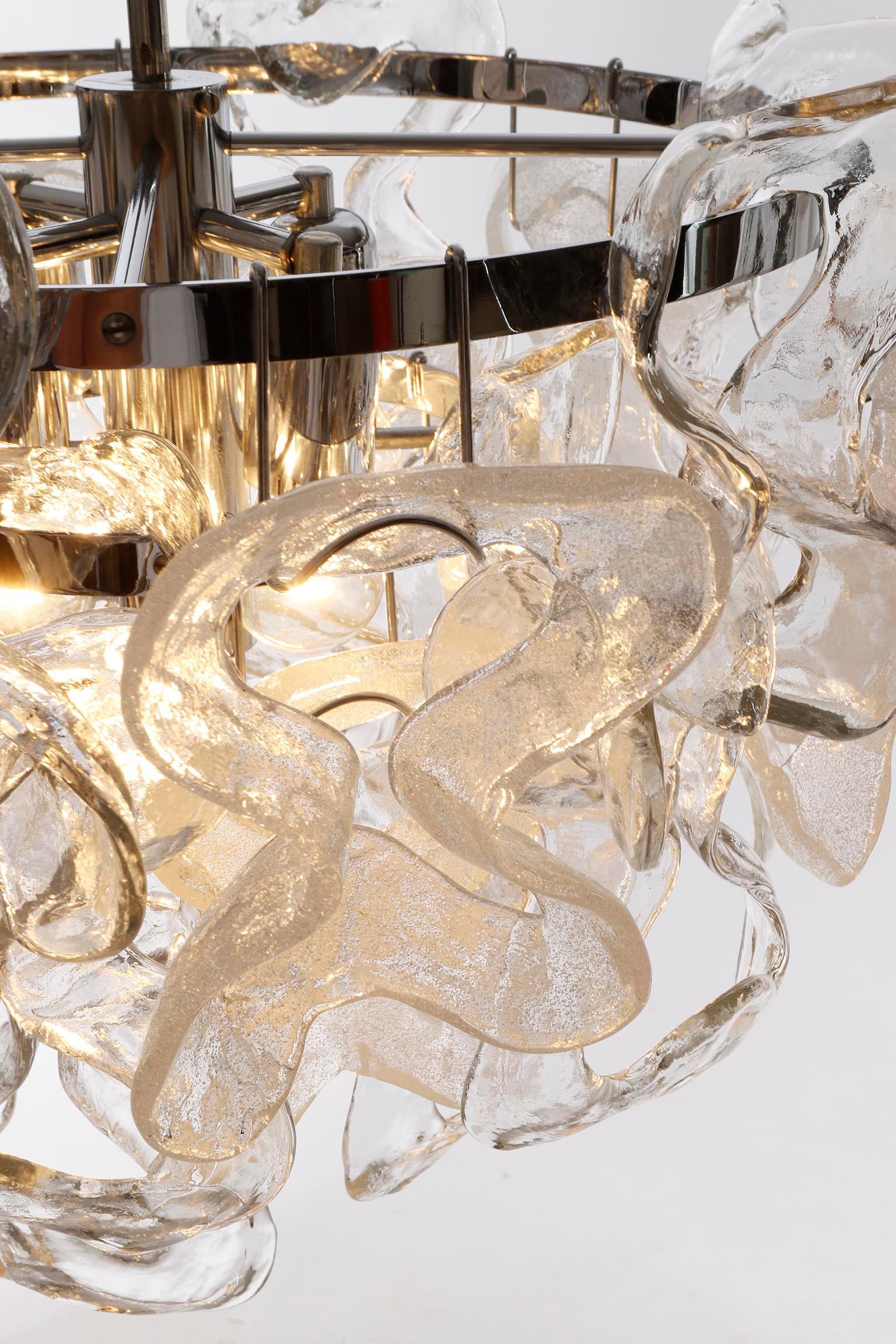 Mid-Century Kalmar Chandelier Pendant Light 'Catena', Chrome Murano Glass, 1970s For Sale 6