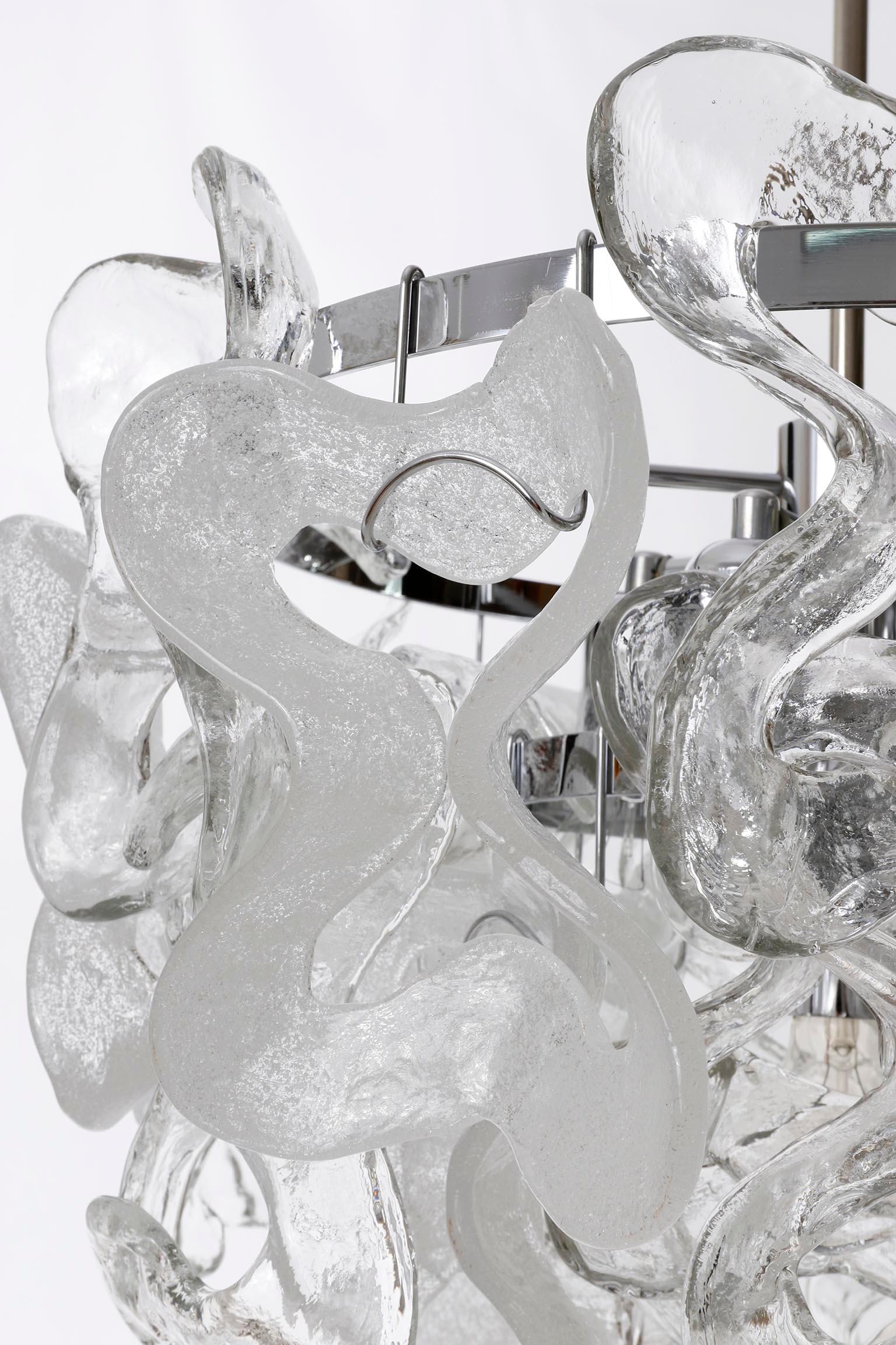 Mid-Century Kalmar Chandelier Pendant Light 'Catena', Chrome Murano Glass, 1970s For Sale 9