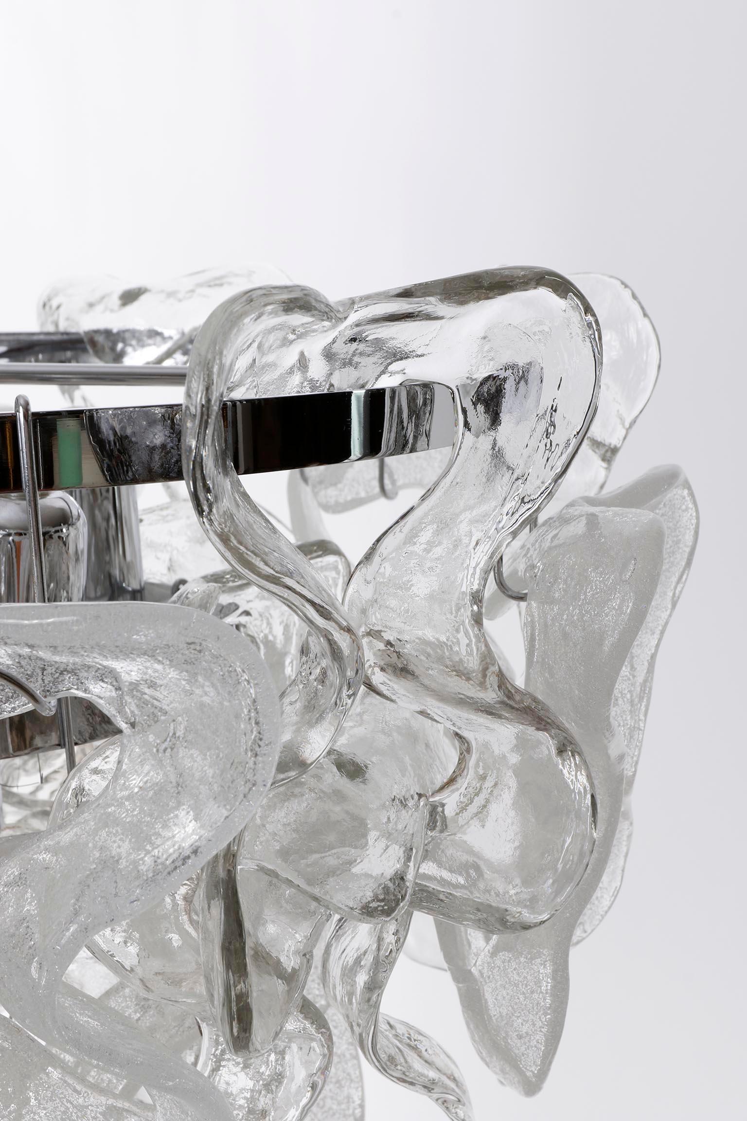Mid-Century Kalmar Chandelier Pendant Light 'Catena', Chrome Murano Glass, 1970s For Sale 11