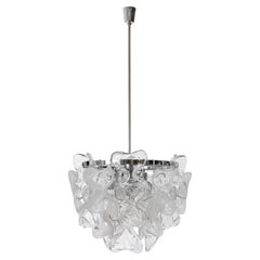 Mid-Century Kalmar Chandelier Pendant Light 'Catena', Chrome Murano Glass, 1970s