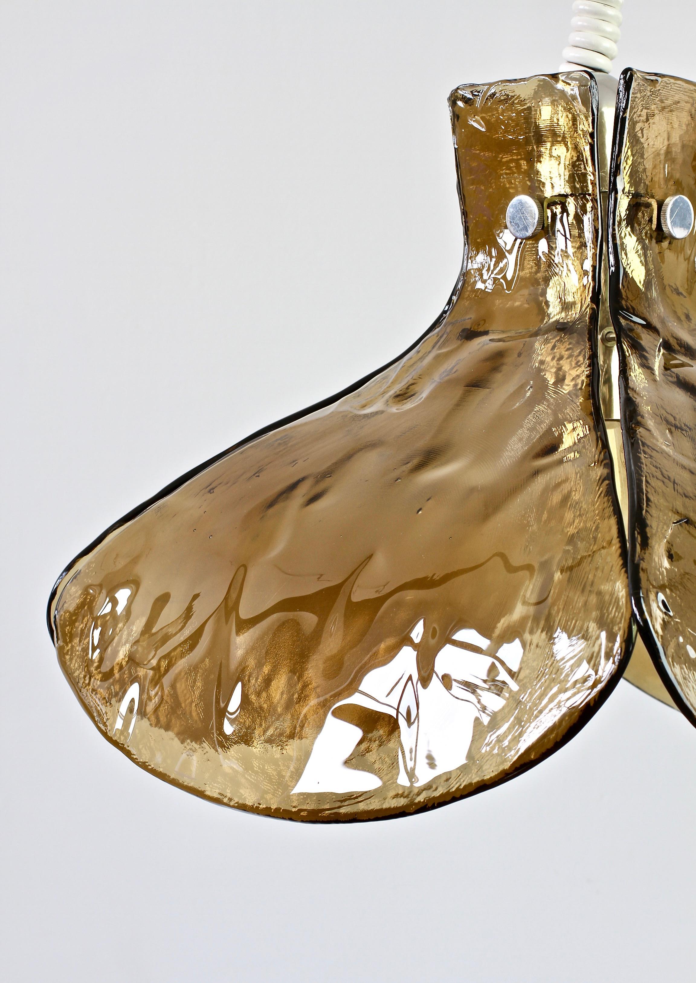 Mid-Century Kalmar 'Flower' Petal Mazzega Toned Glass Pendant Light, 1970s For Sale 3