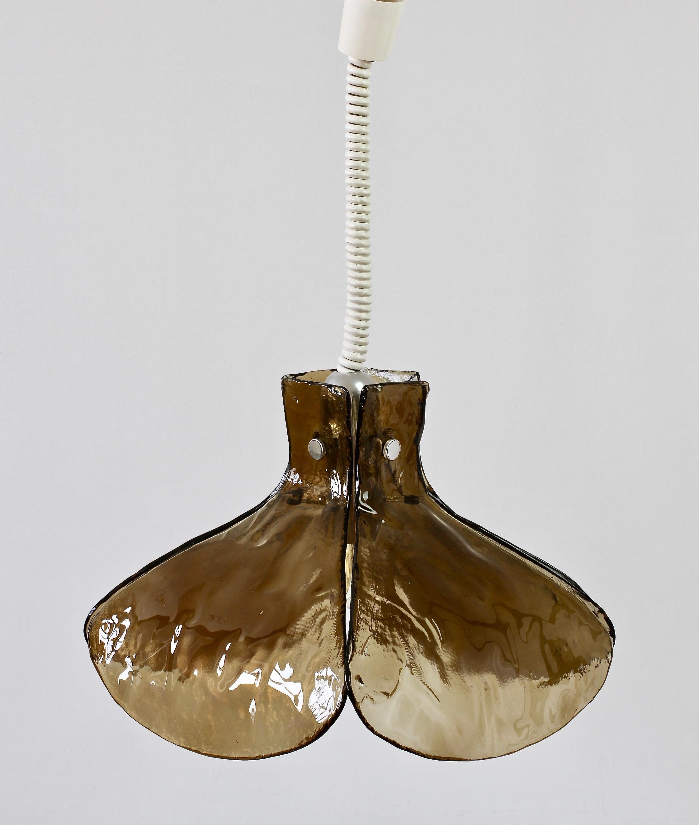 Mid-Century Modern Mid-Century Kalmar 'Flower' Petal Mazzega Toned Glass Pendant Light, 1970s For Sale