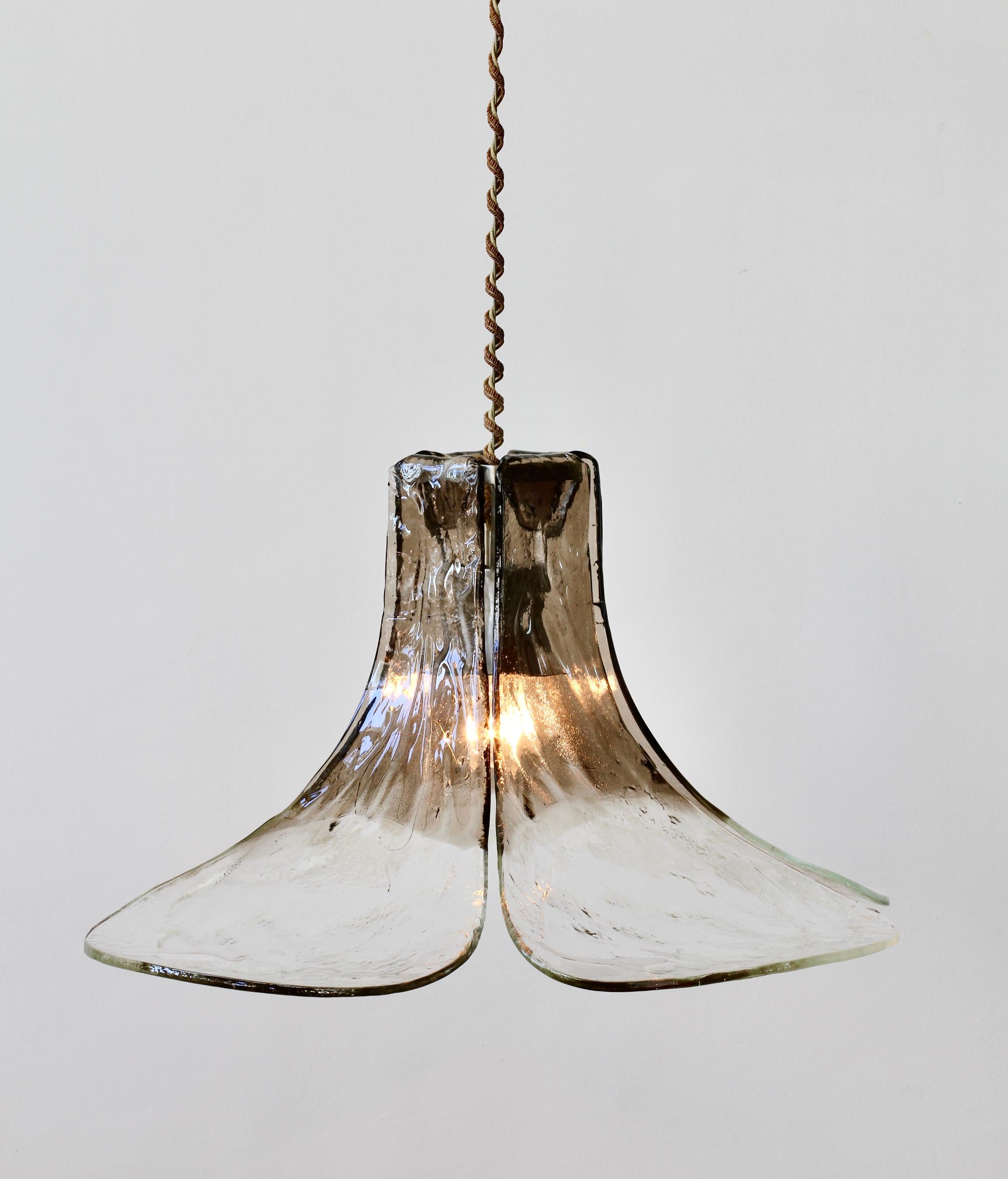 20th Century Mid-Century Kalmar 'Flower' Petals Mazzega Murano Glass Pendant Light For Sale