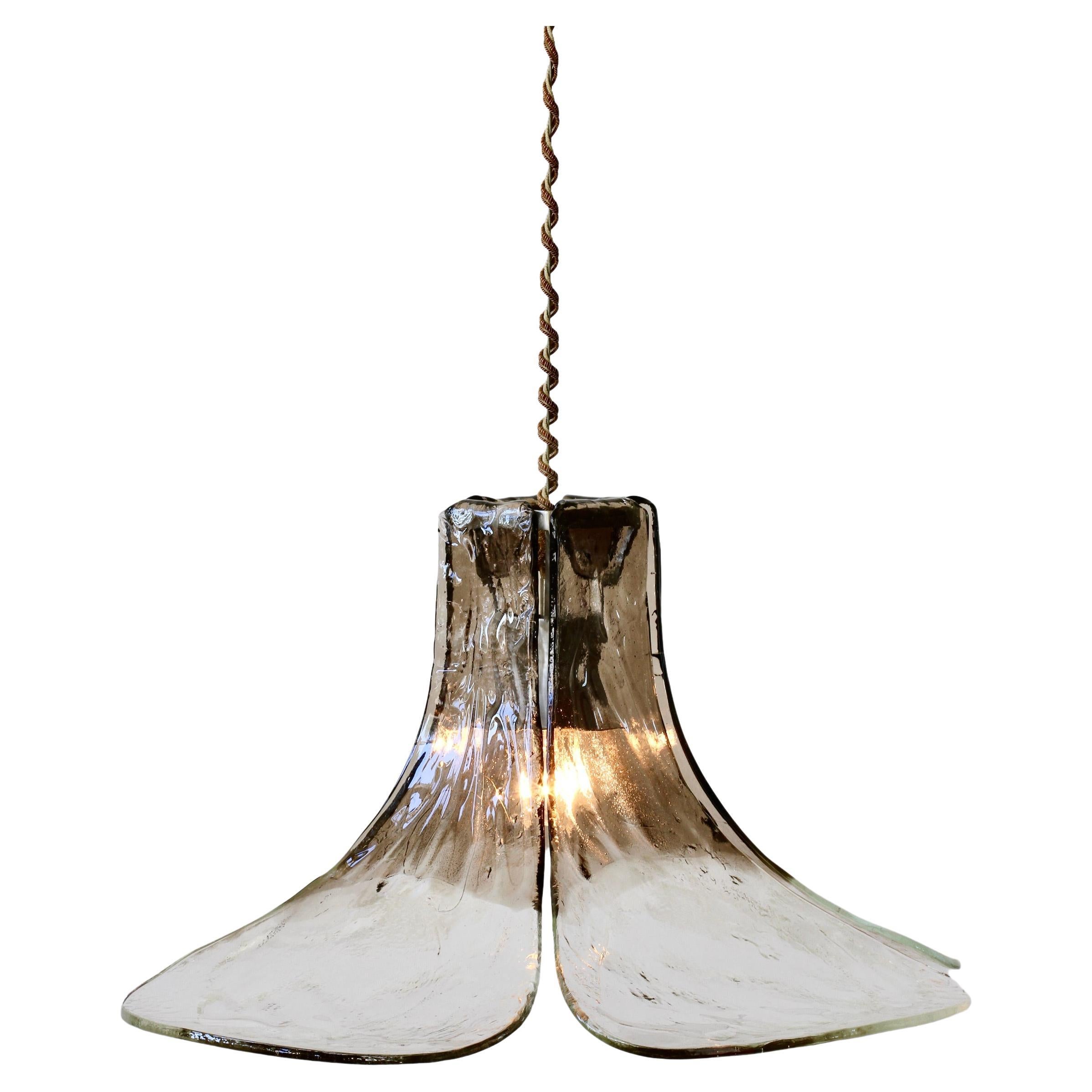 Mid-Century Kalmar 'Flower' Petals Mazzega Murano Glass Pendant Light For Sale