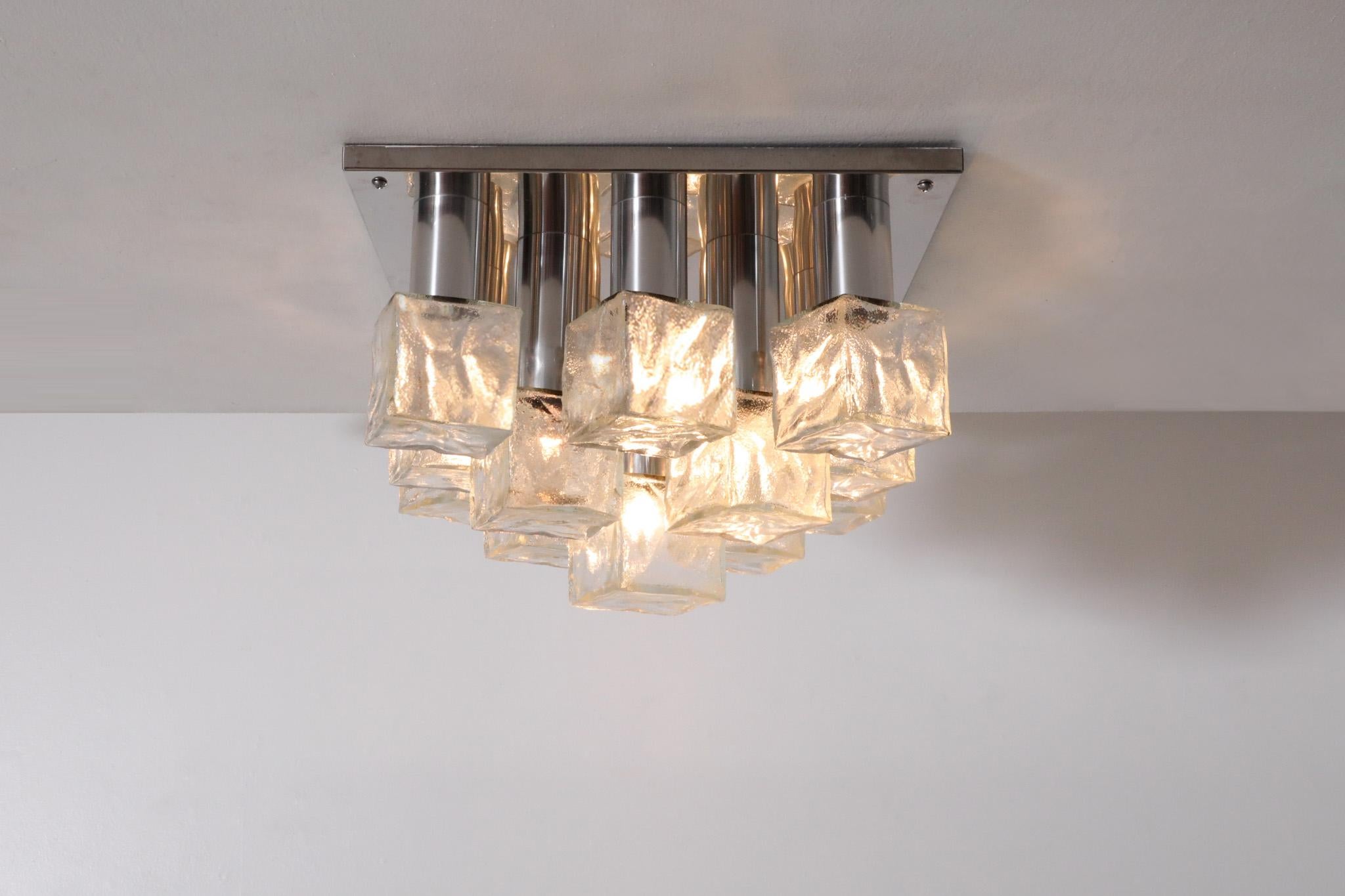 Glass Mid-Century Kalmar Flush Mount Ceiling Light For Sale