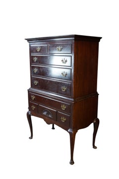 Mid Century Kaplan Furniture Mahogany Queen Anne Highboy Chest on Chest Dresser