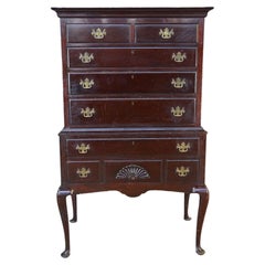 Mid Century Kaplan Furniture Mahogany Queen Anne Highboy Chest on Chest Dresser