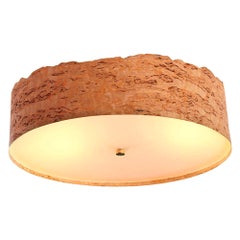 Mid-Century Karelian Burl 17.5" Flush Mount Fixture with Live Edge