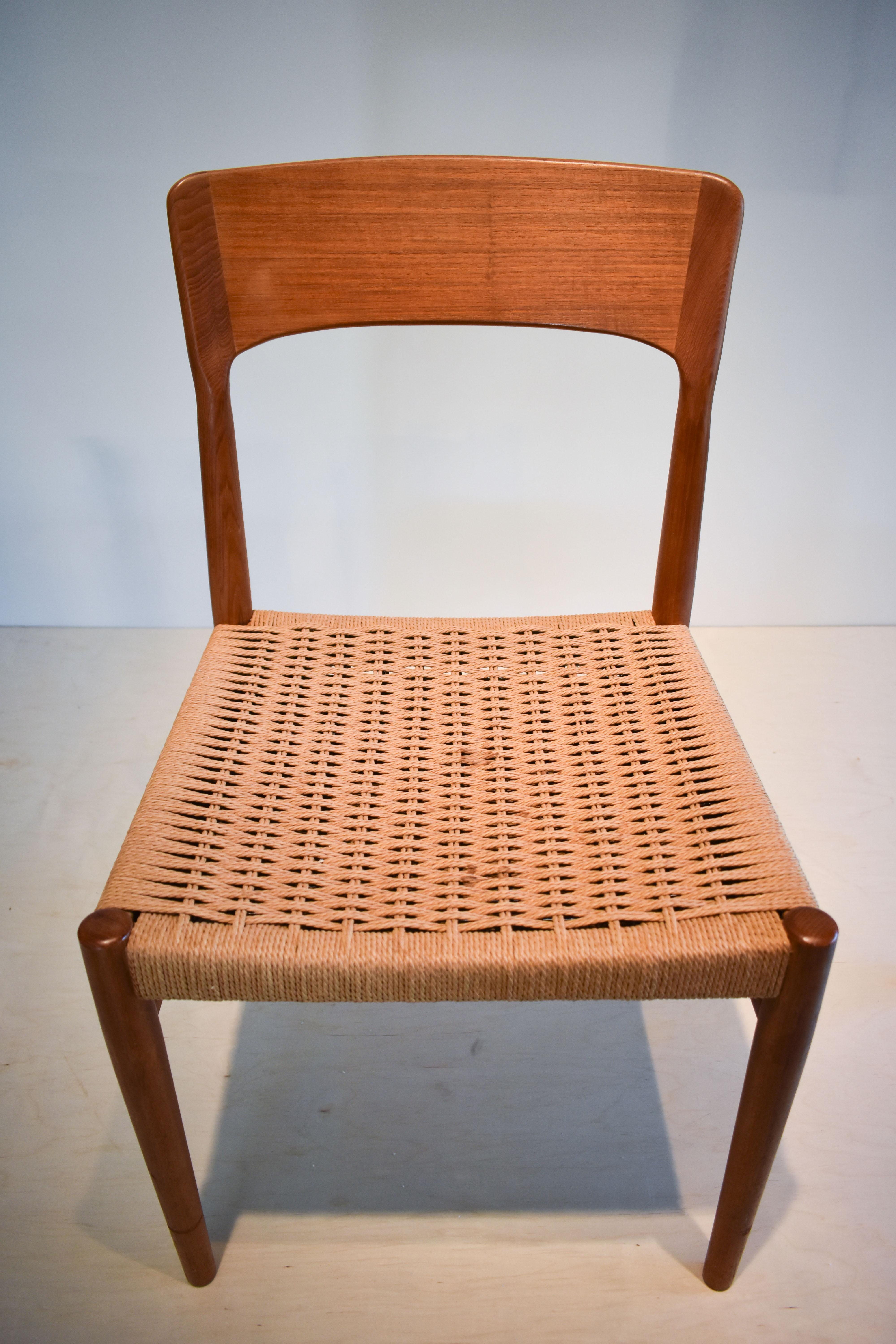 Midcentury Karen Margreta Imports of Corona Del Mar Teak & Sisal Chairs For Sale 3